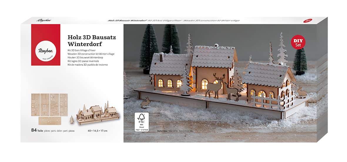3D-Holzbausatz Winterdorf (84-teilig), Winterdorf