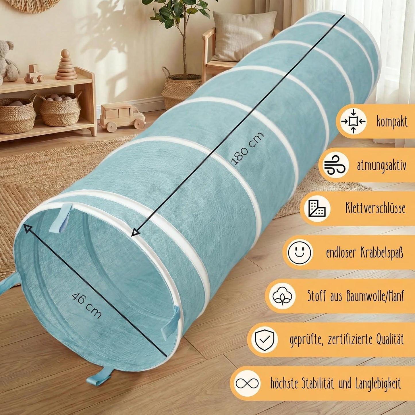 Pop-up Spieltunnel 180cm, Himmelblau