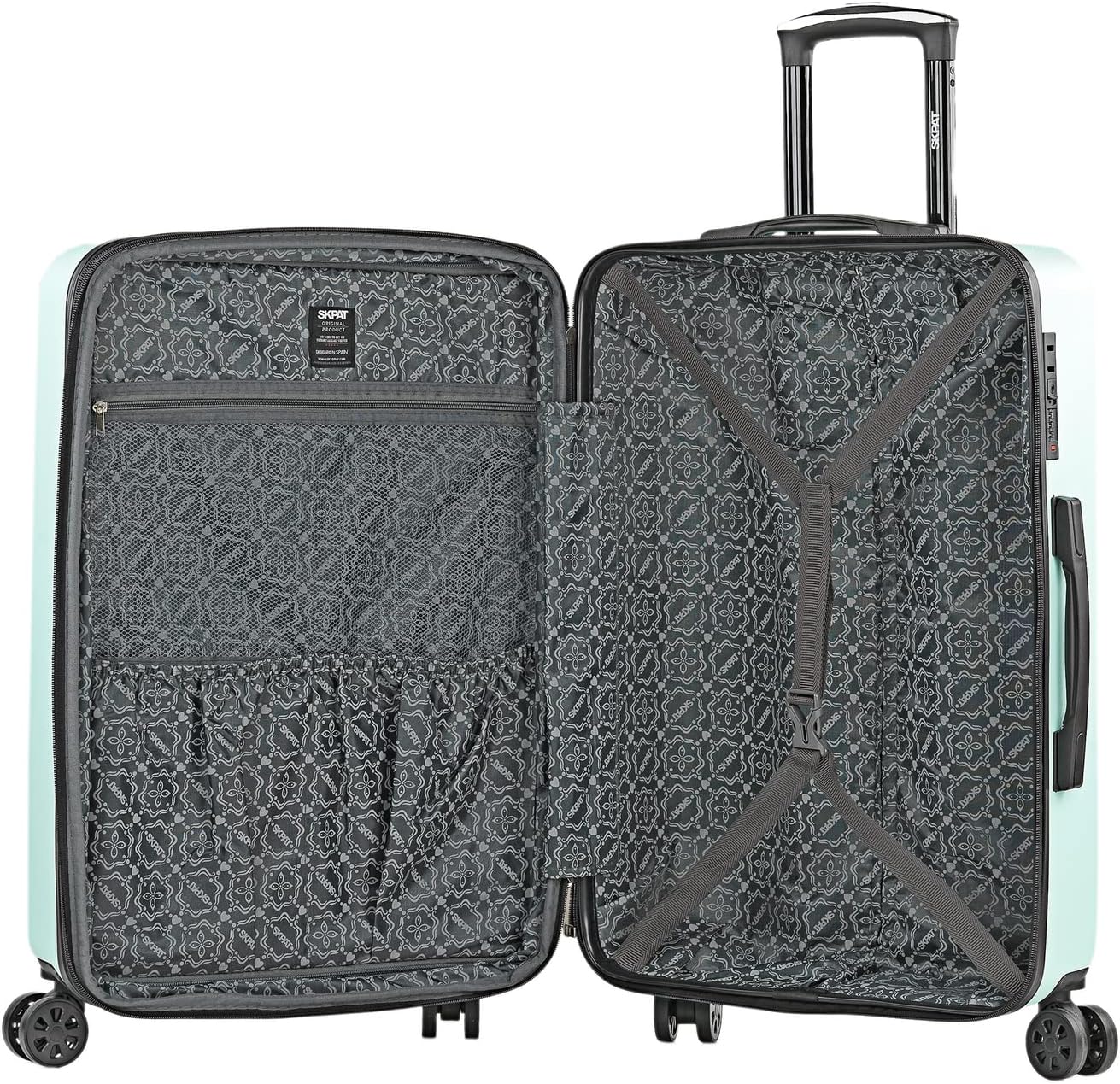Hartschalenkoffer mit 4 Rollen und Dehnungsfalte, Grün 64 cm
