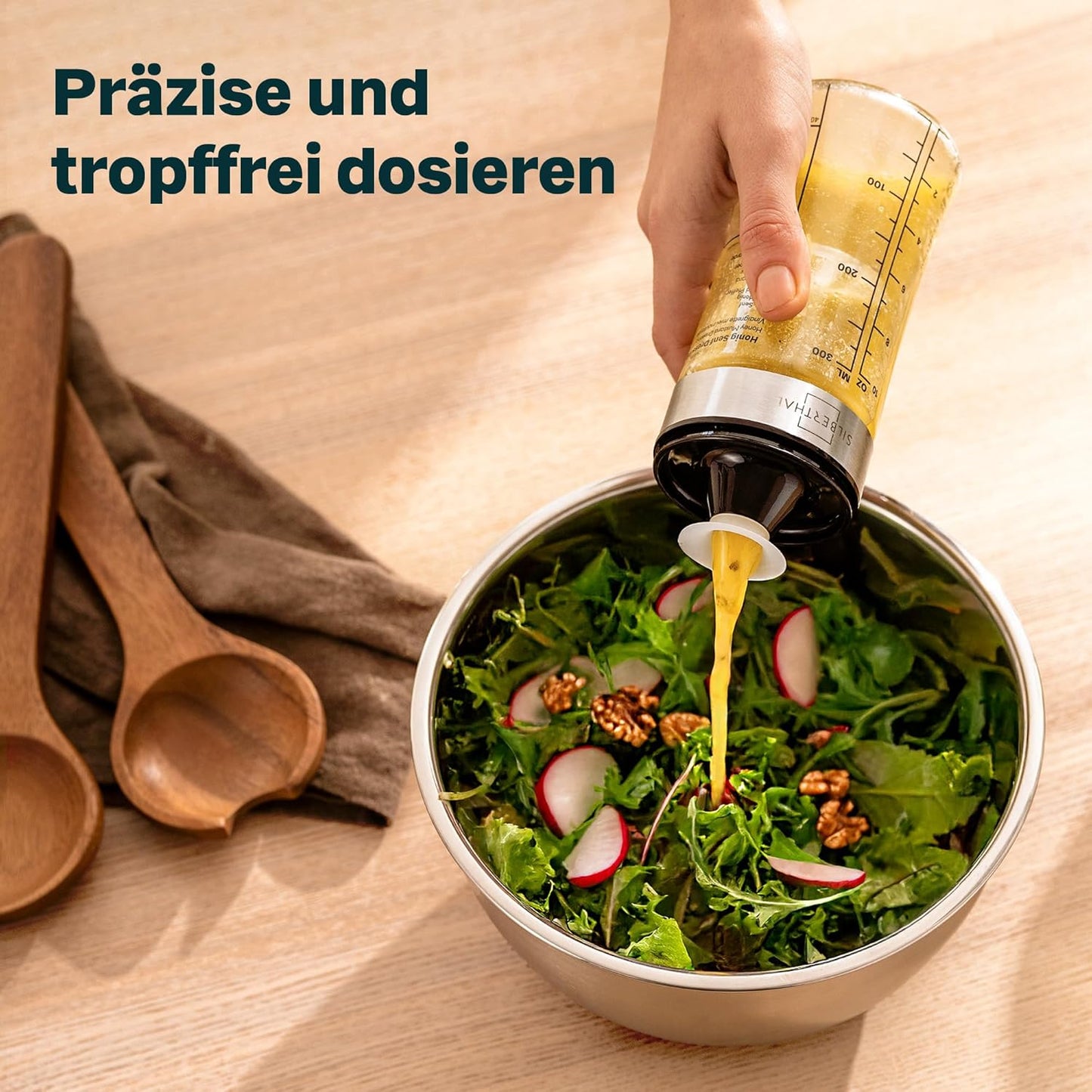 Salatschleuder-Set mit Dressingshaker (Edelstahl, 4,7 L), Geschenkset Salatschleuder + Dressingshaker