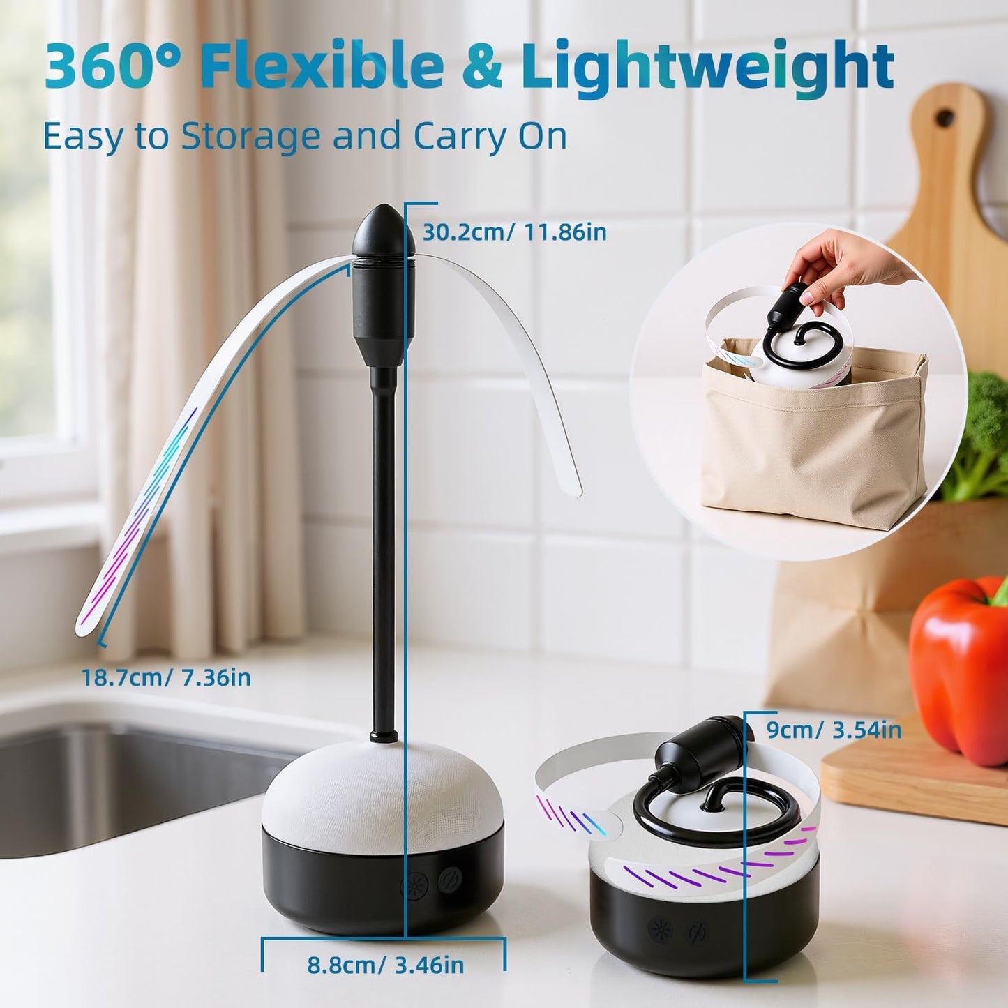2er-Pack Fliegenwedler mit LED-Licht, wiederaufladbar