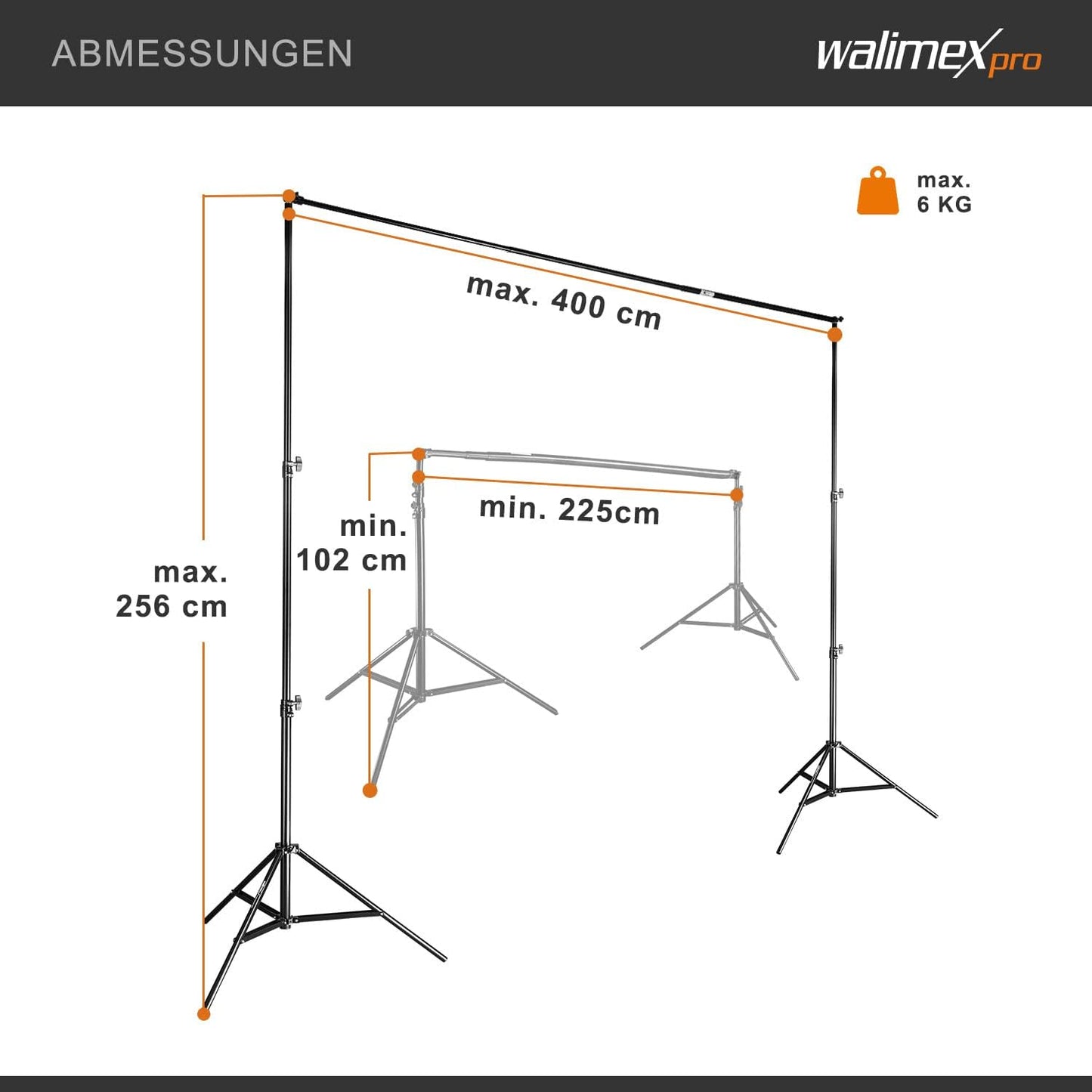 Teleskop Hintergrundsystem 2.25-4m, XL 225-400cm Single
