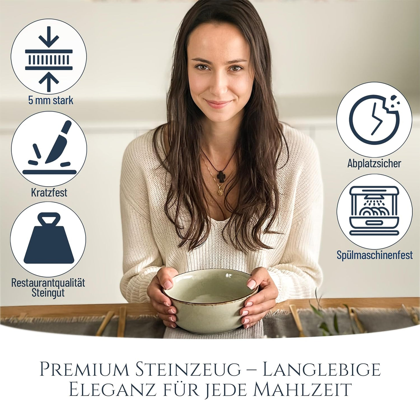 Müslischalen-Set für 6 Personen, Schüsseln (6x) Mintgrün
