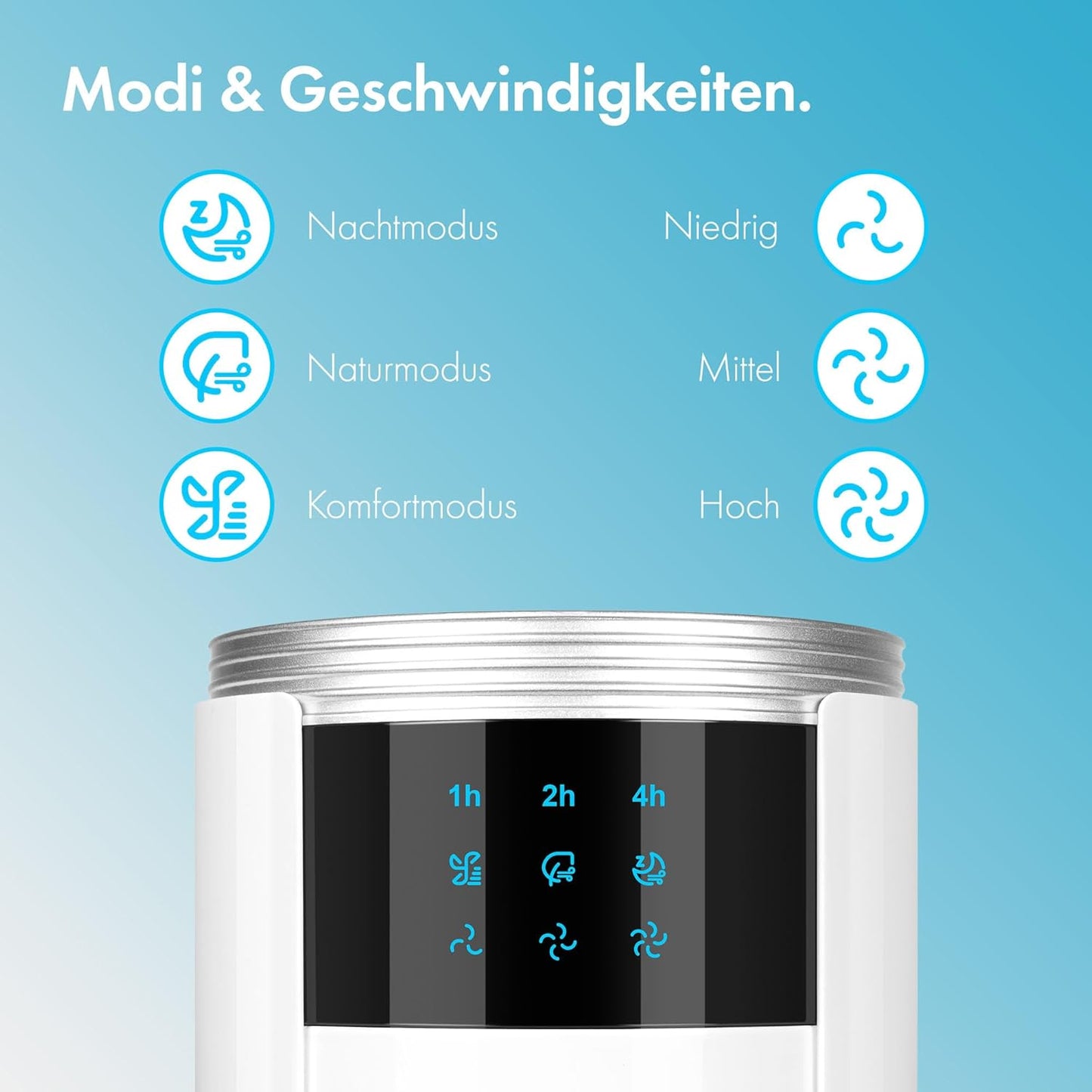 Turmventilator mit Fernbedienung, Weiss