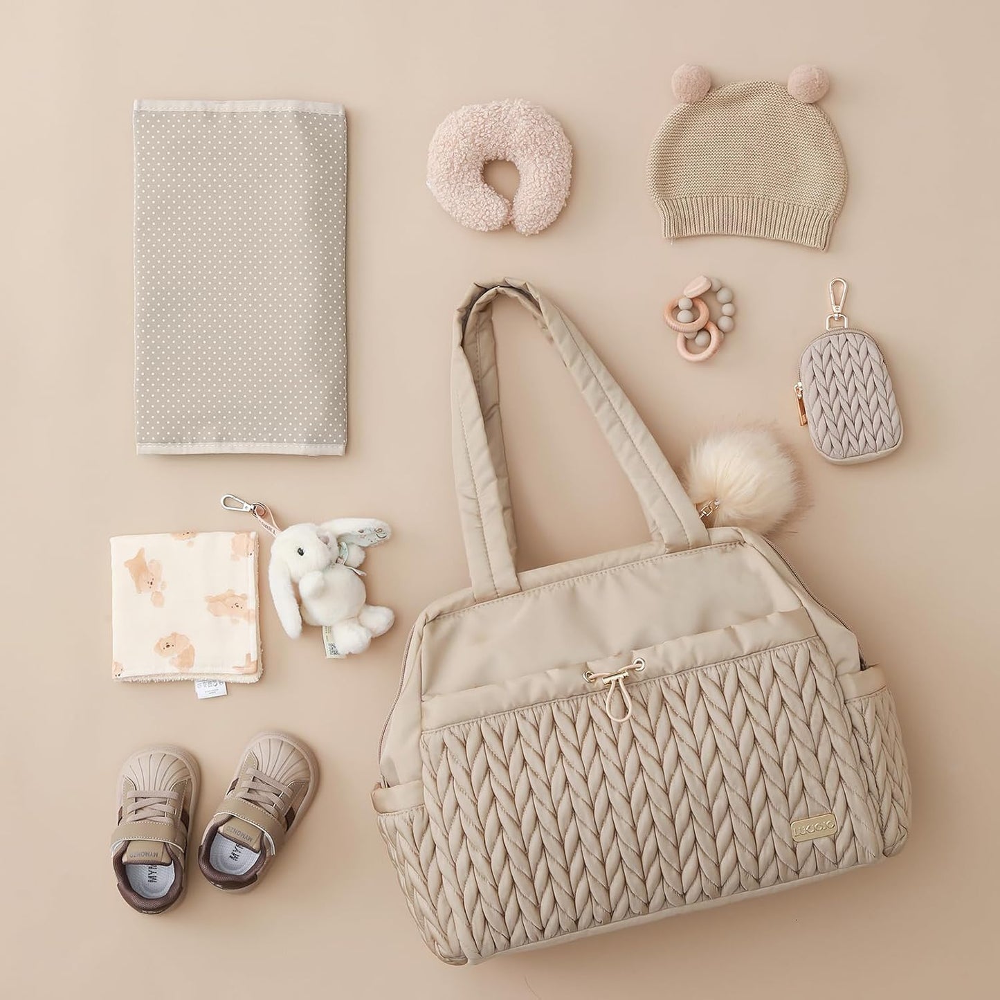 Wickeltasche, Beige