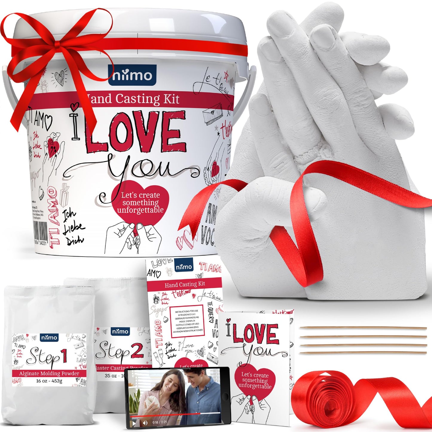 I love you 3D Handabdruck-Set mit Video-Tutorial, ‘I love you’ Gipsabdruck-Set