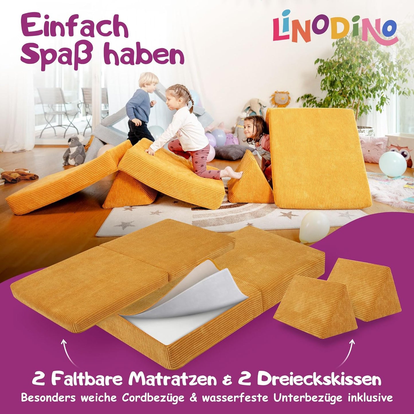 Spielsofa für Kinder, Gänseblümchen Gelb