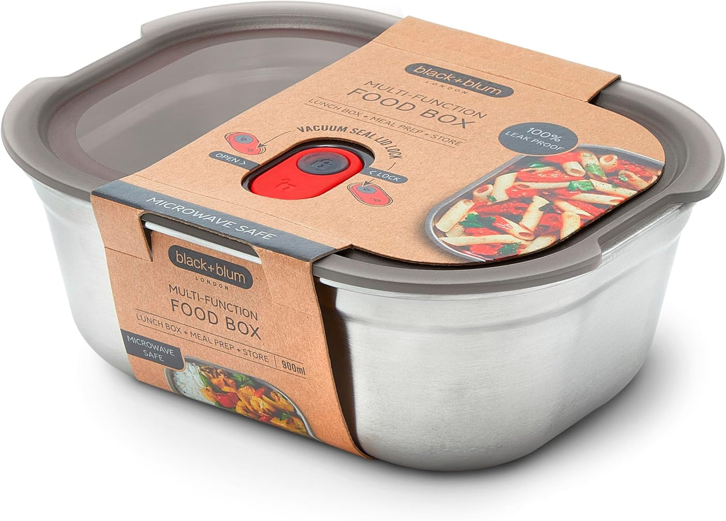 Edelstahl-Lunchbox, mikrowellengeeignet, 900 ml, Mittelgrosse Box (900 ml)