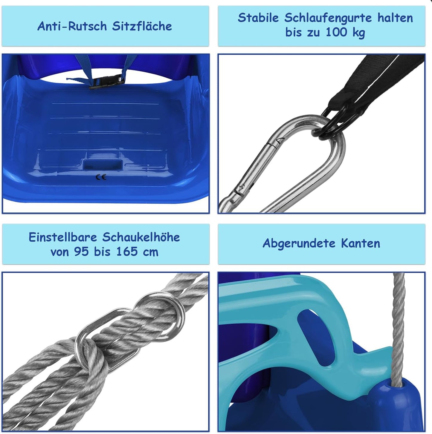 3-in-1 Kinderschaukel mit Anschnallgurt, Blau