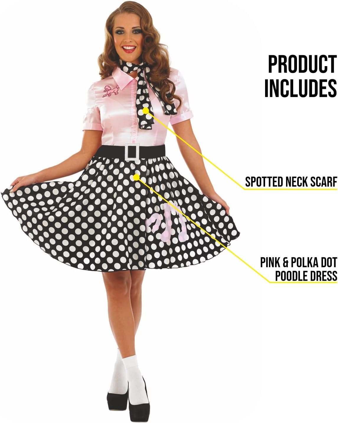 50er Jahre Retro Petticoat Kleid Damen, S Schwarz