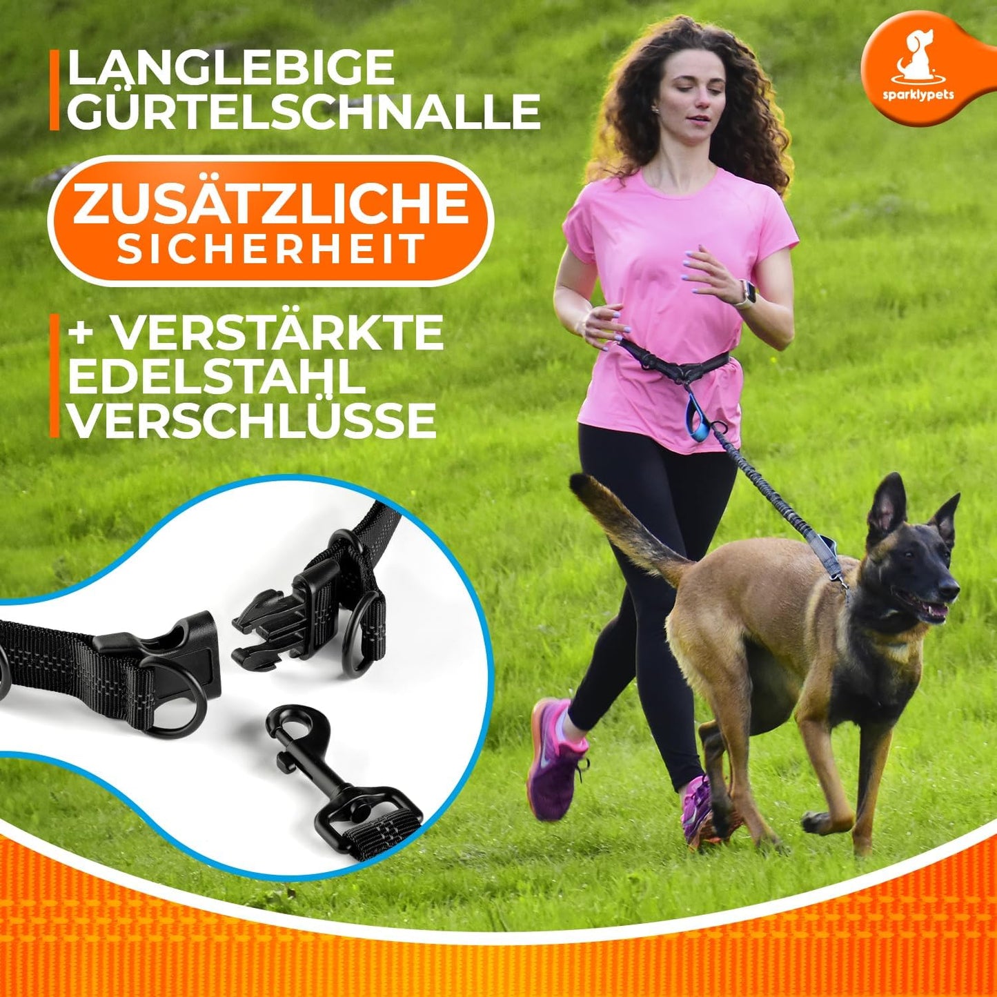 2-in-1 Joggingleine, Blau Für ein Hund