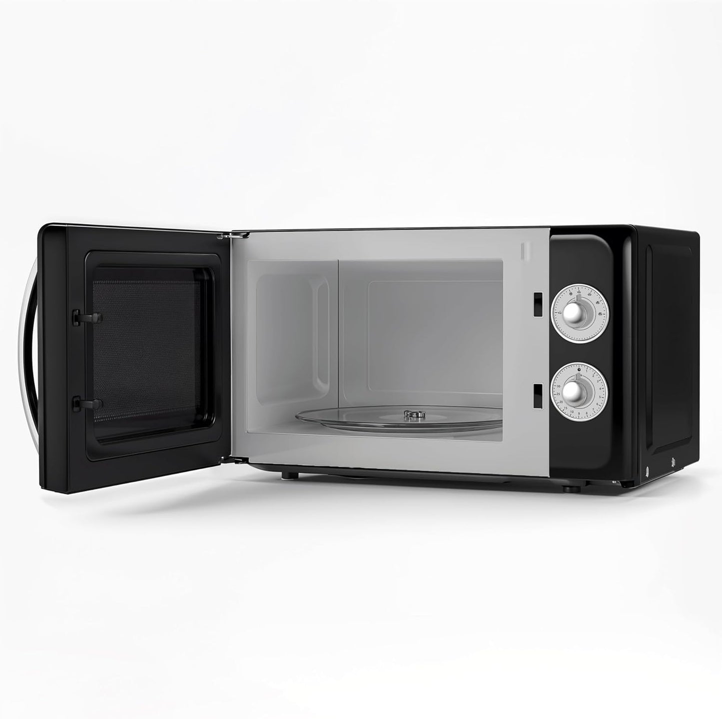 Vintage-Mikrowelle MOVI9 mit Timer und Auftaufunktion, Schwarz