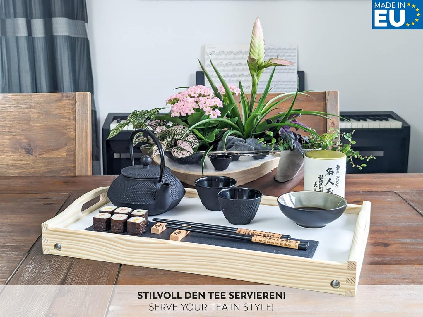 Betttablett, Natur/Weiß