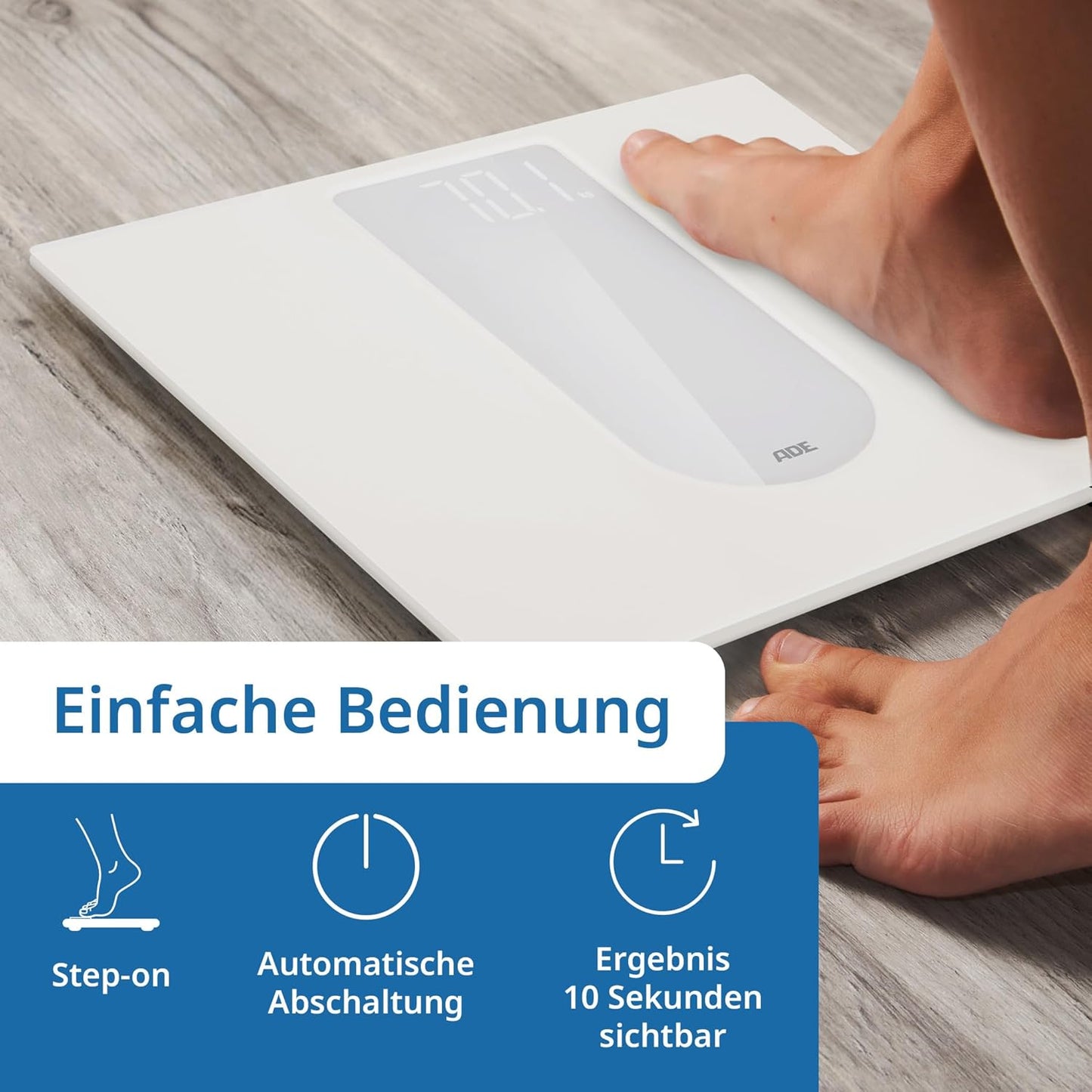 Digitale Personenwaage mit LED-Display, Weiss