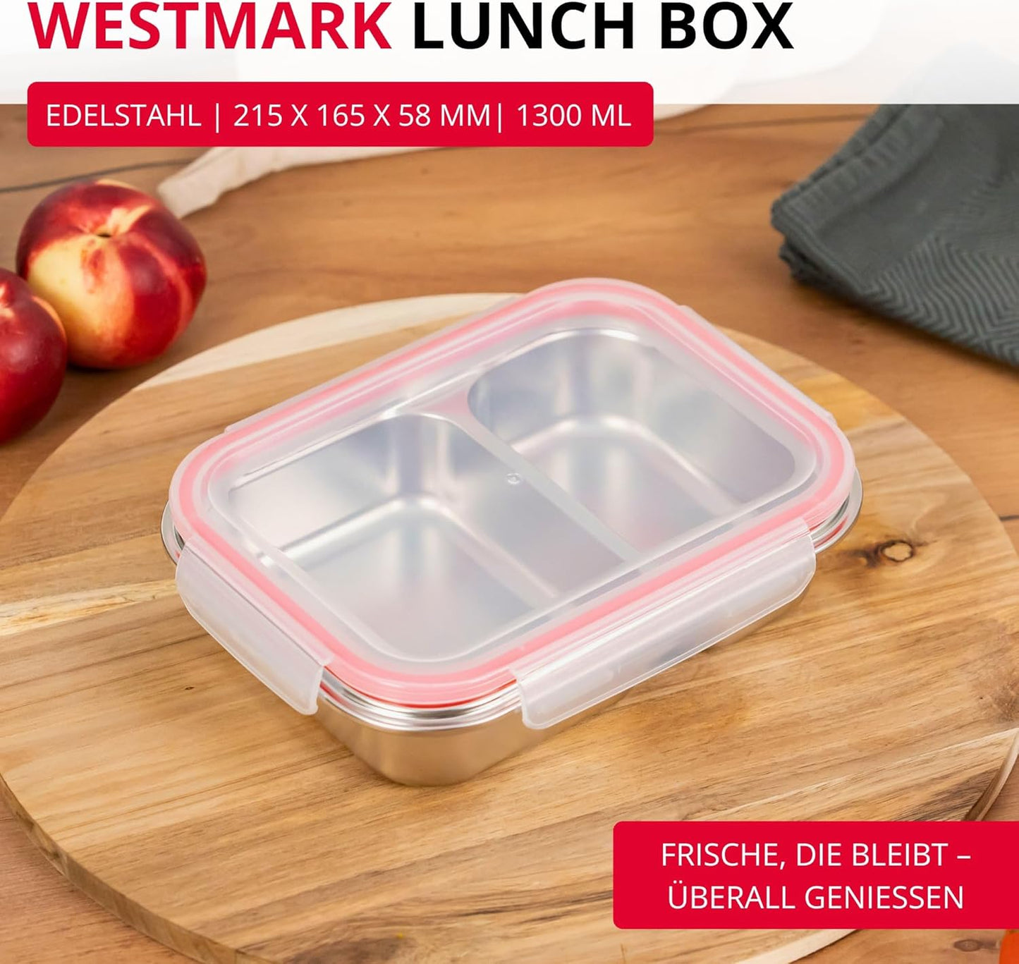 Edelstahl-Lunchbox, geteilt, 450 + 280 ml