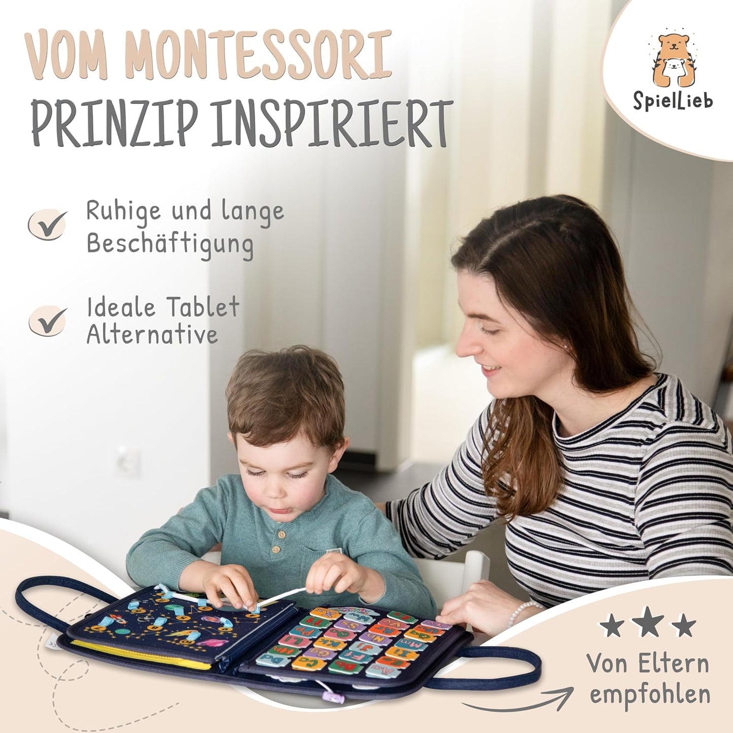 Montessori Busy Board für Kinder ab 3 Jahren, Blau