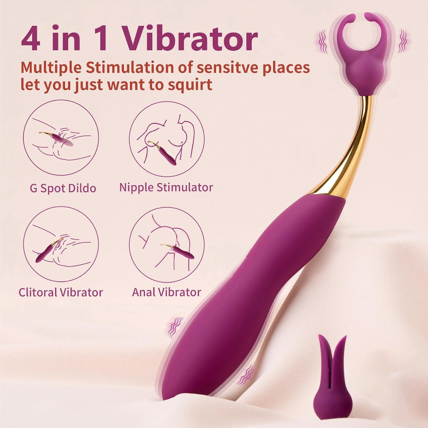 Hochfrequenz Vibrator Beatrice mit 10 Modi & 2 Köpfen, 02