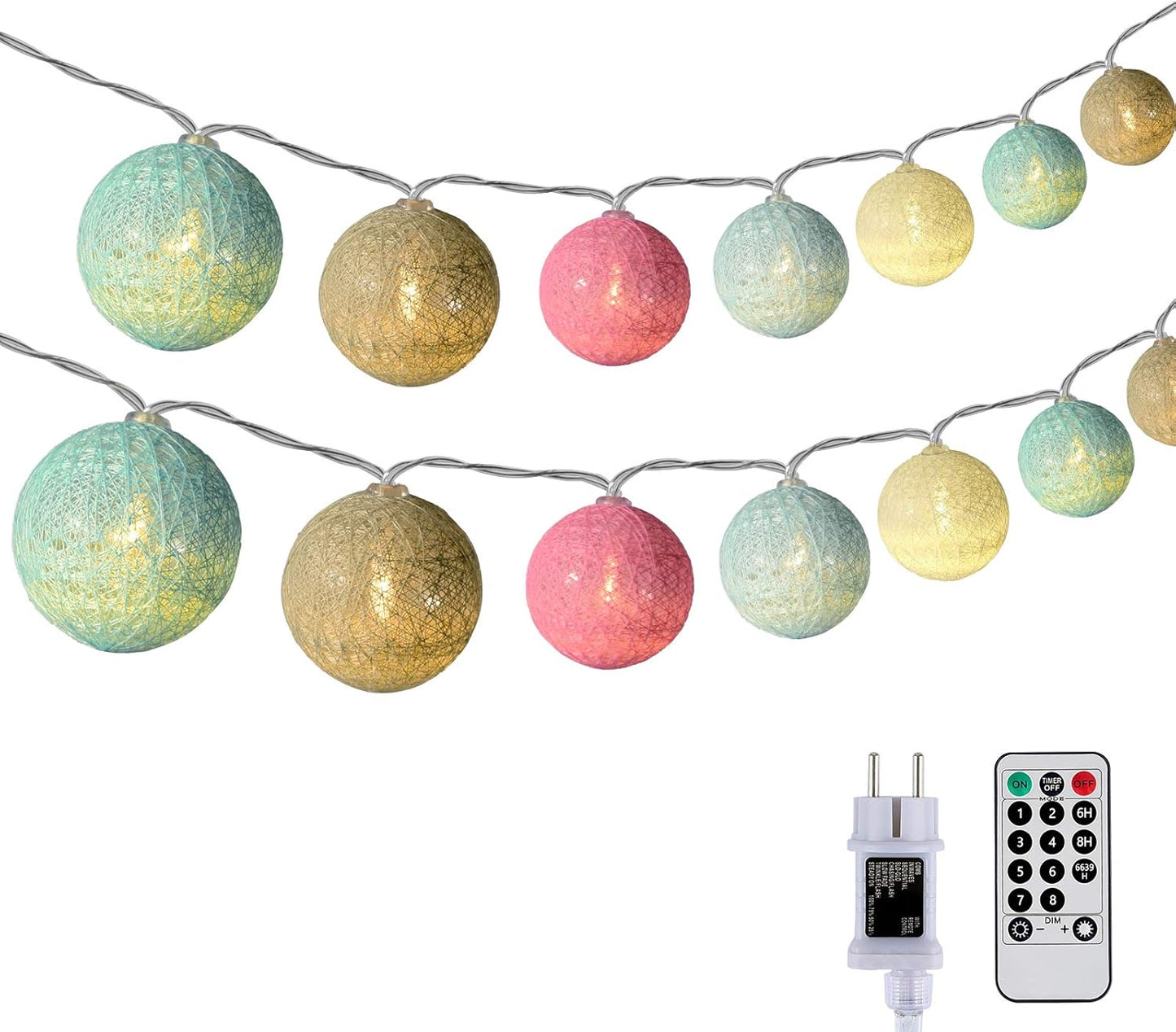 Kugeln-Lichterkette, Bunt ; 30 Kugeln