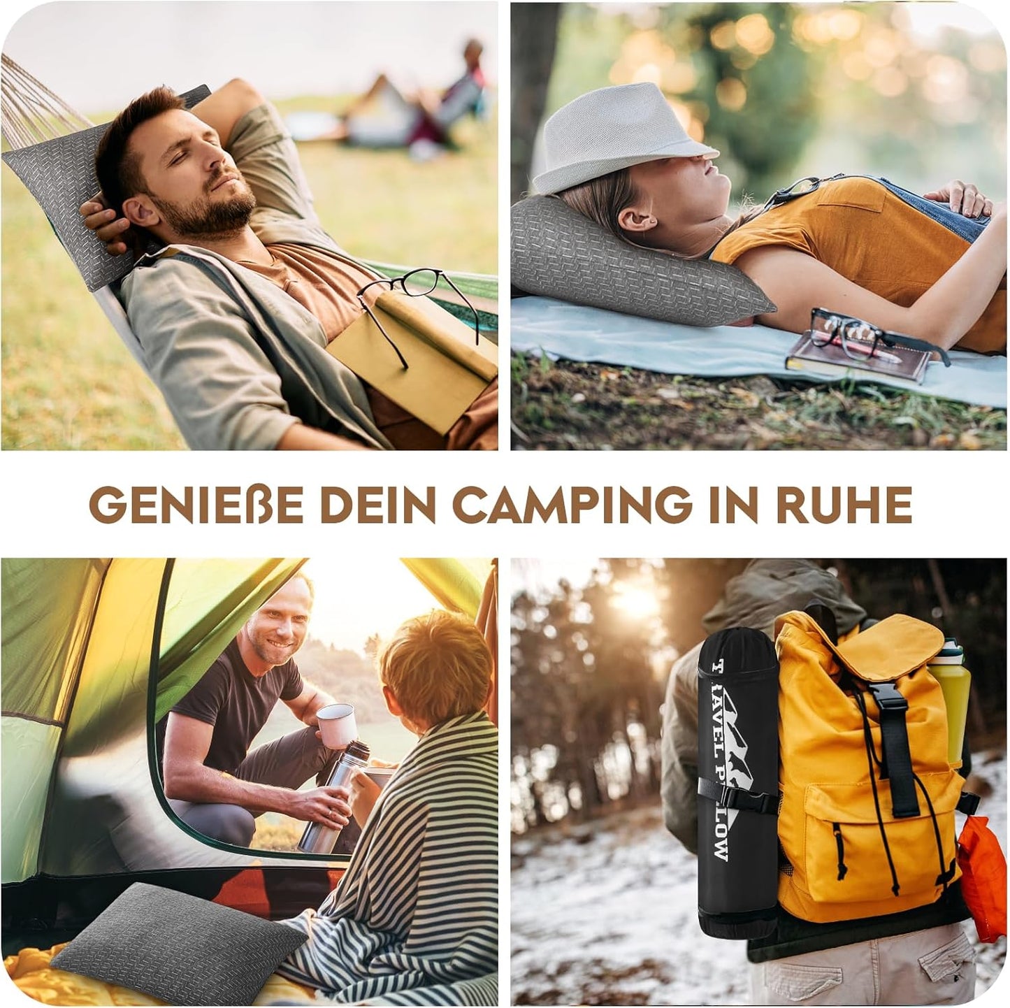 Reisekissen mit Packsack, Grau Large