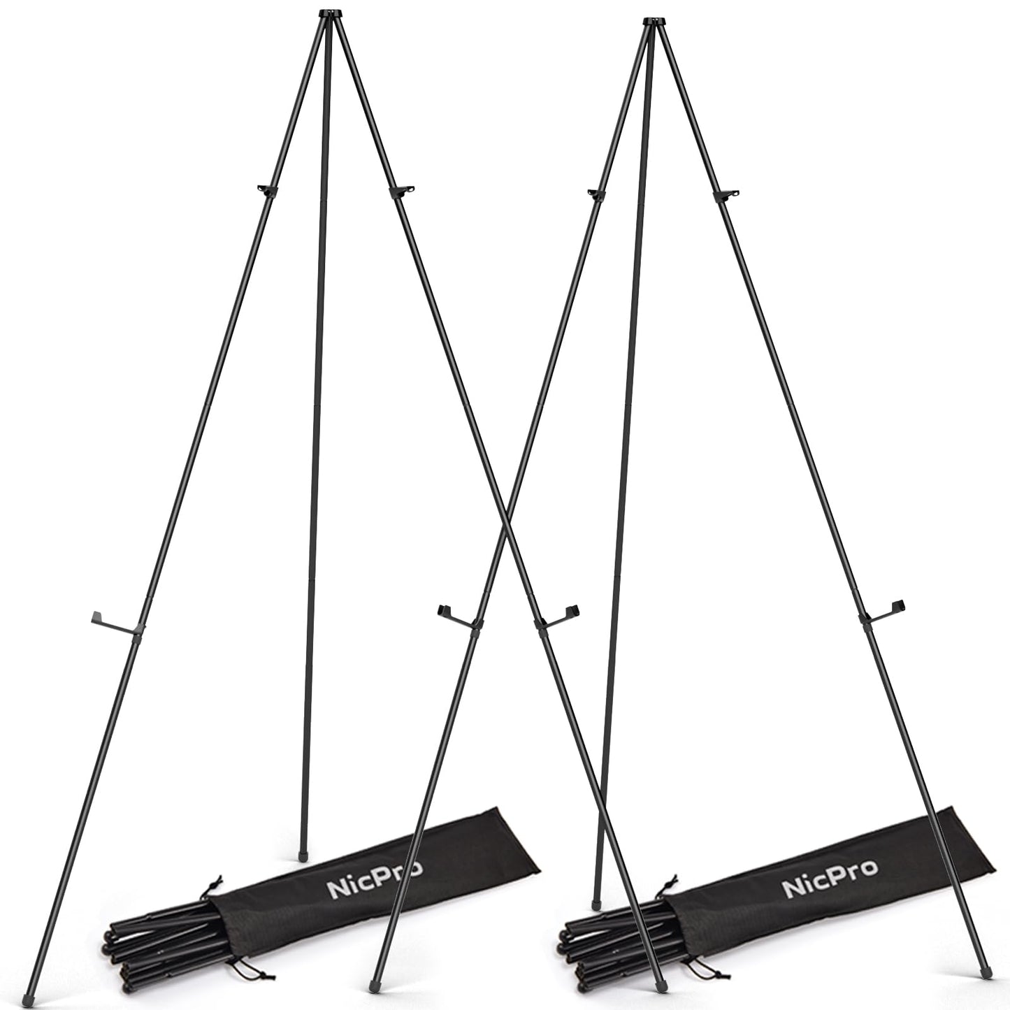 2-teiliges Kunststaffelei Set, klappbar, black 63“ -2 pack