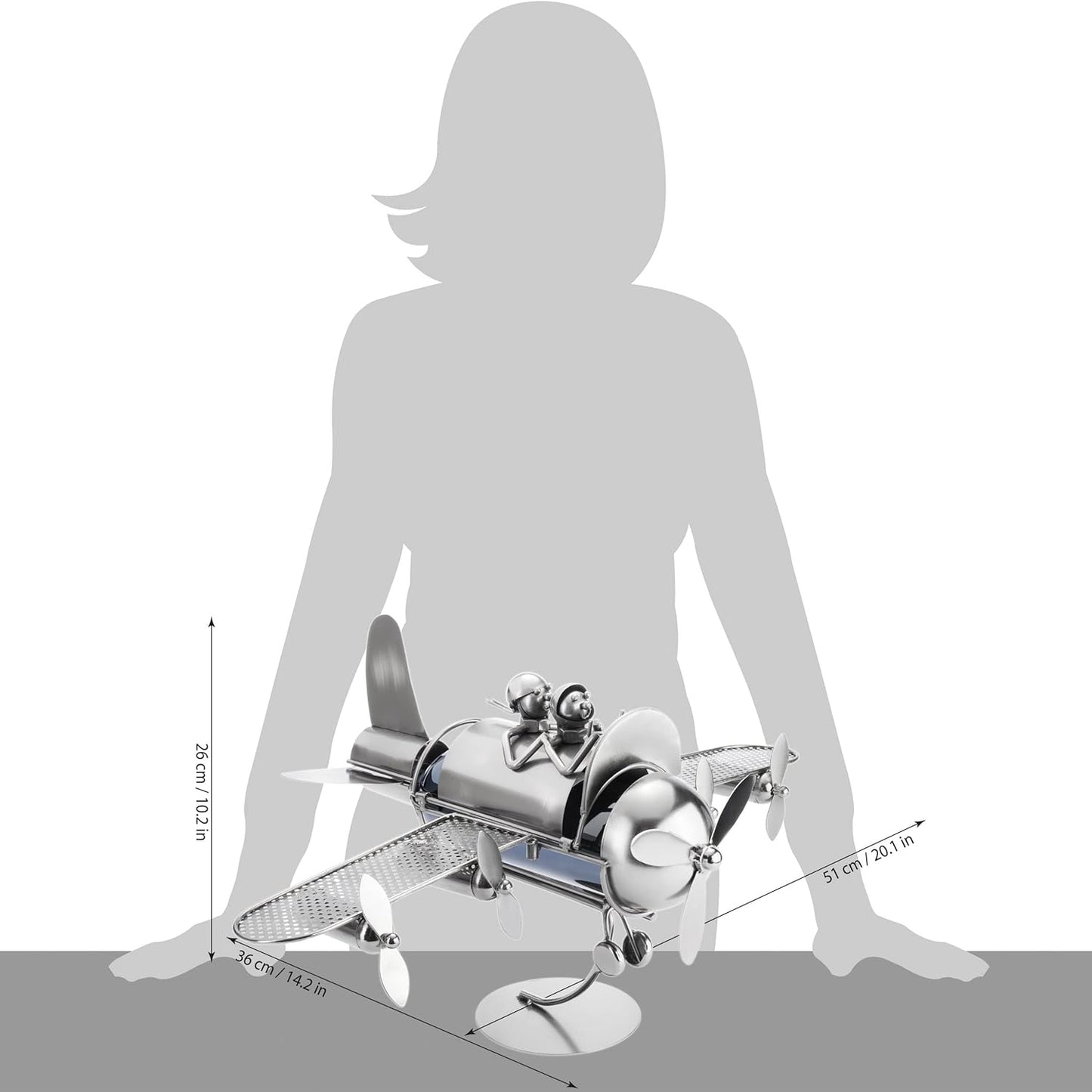 Weinflaschenhalter Skulptur im Flugzeug-Design