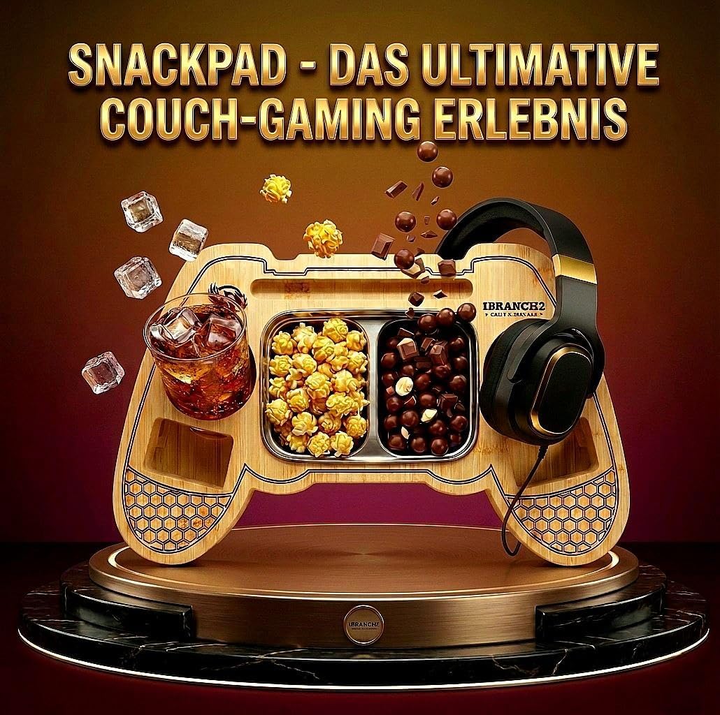 SnackPad Couchbar im Controller-Design für Gamer, Bambus