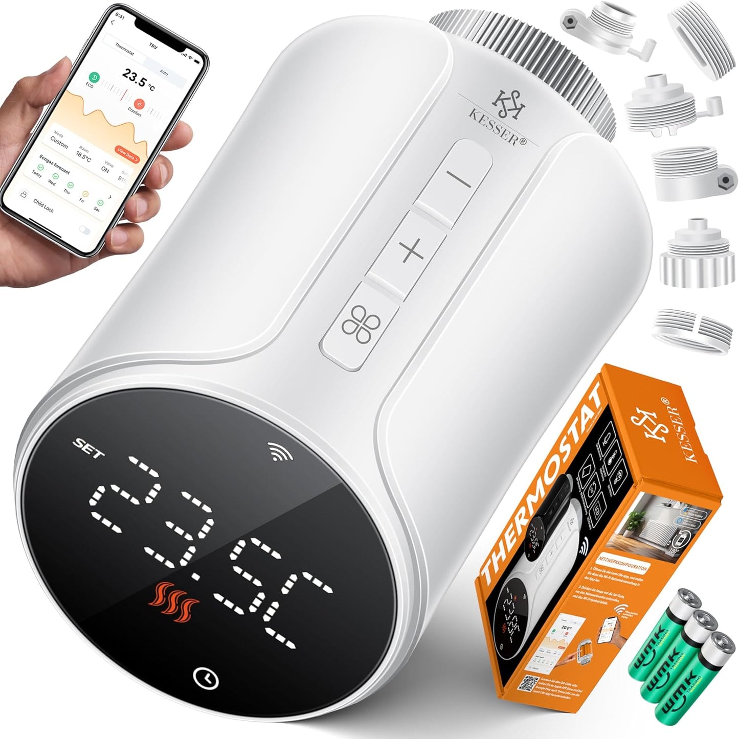 Heizkörperthermostat mit Smart Home Steuerung, Rund 1 Stück Weiß