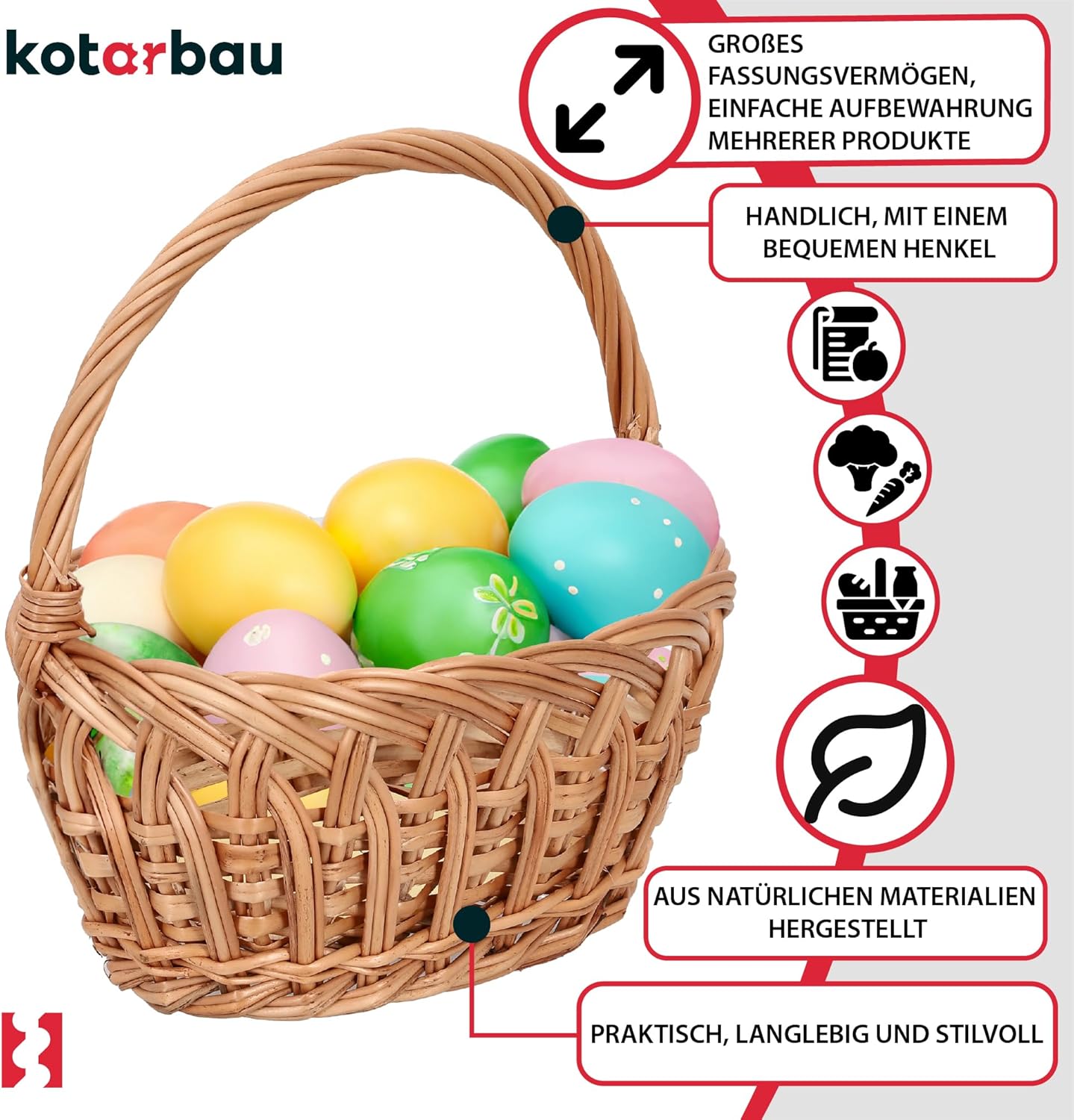 Geflochtener Osterkorb mit Henkel