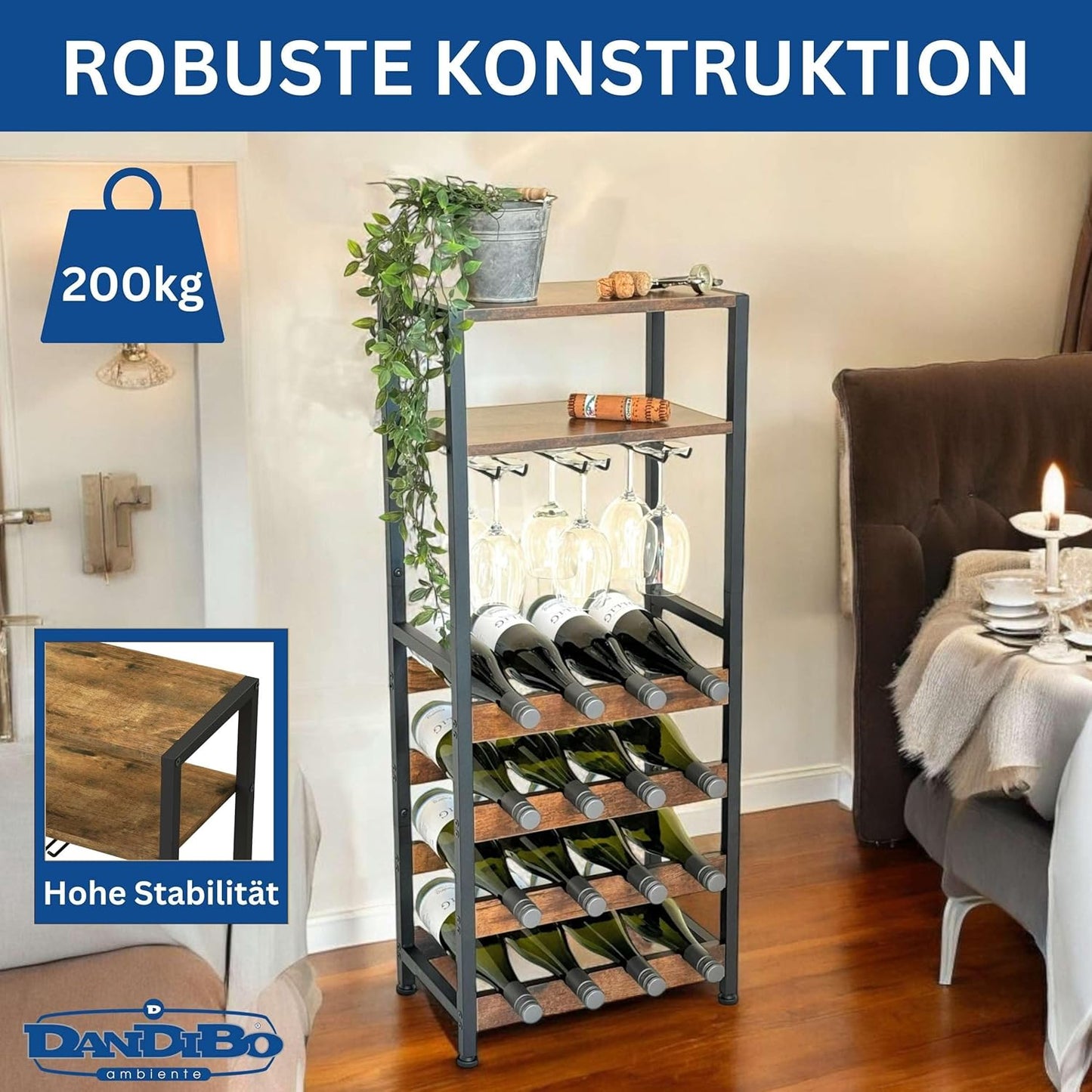 Weinregal mit Glashalter