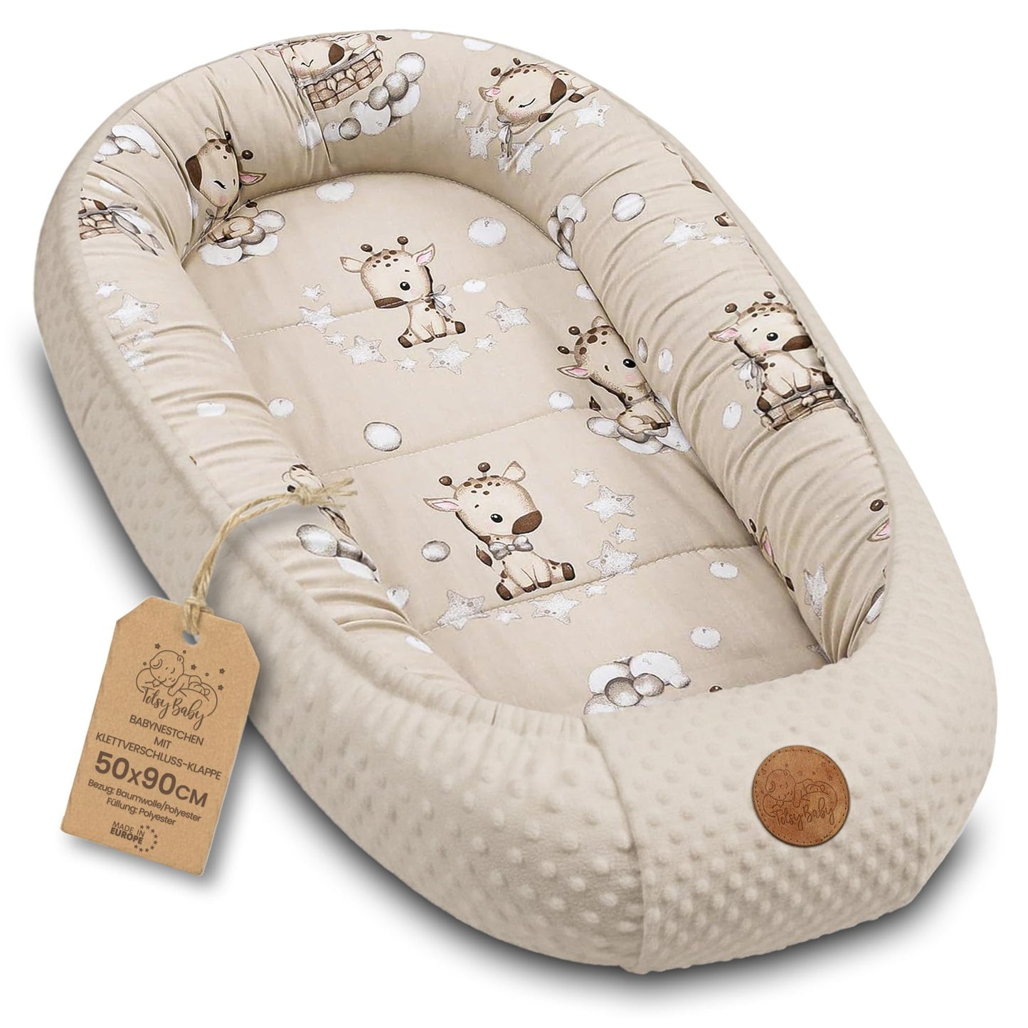 Babynestchen für Neugeborene, Giraffen 90x50 cm (1er Pack)