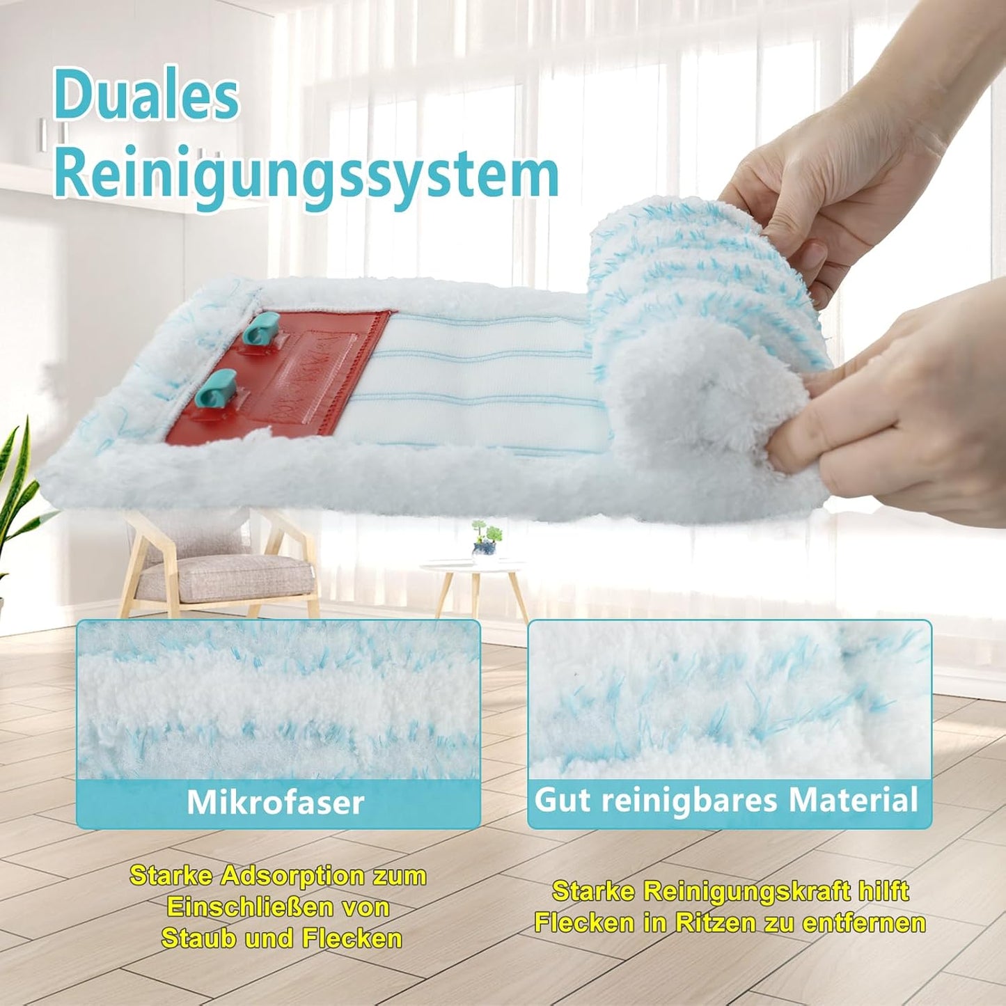Ersatz-Wischbezüge für Bodenwischer (6 Stück), Blue&white-6