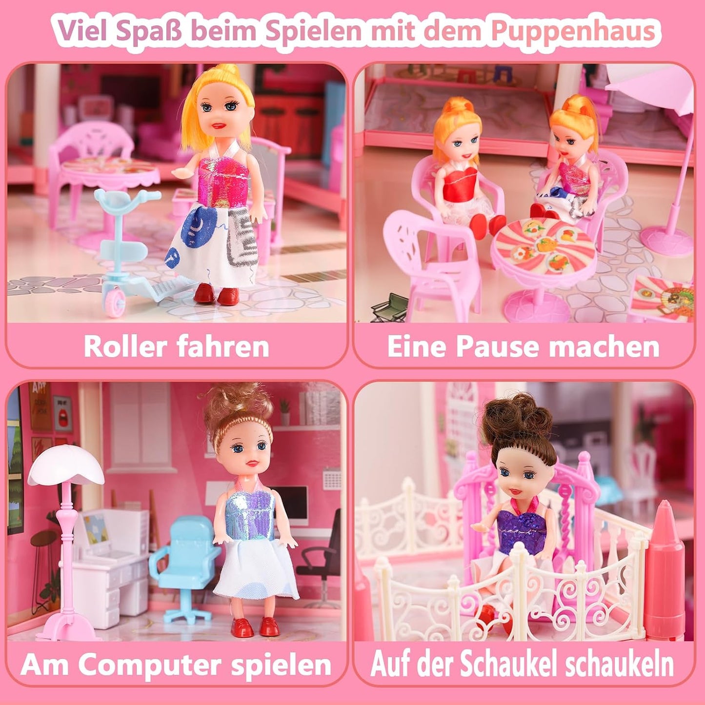 Puppenhaus mit Beleuchtung und Zubehör