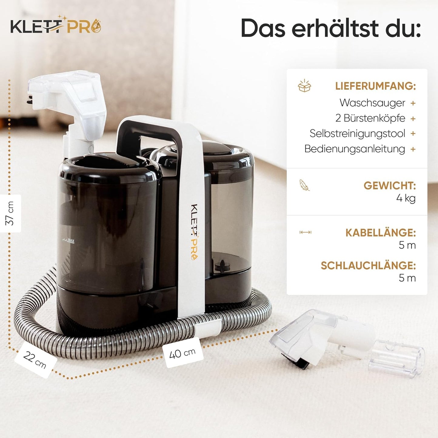 Selbstreinigender Polsterreiniger PR-654A für Haushalt & Auto