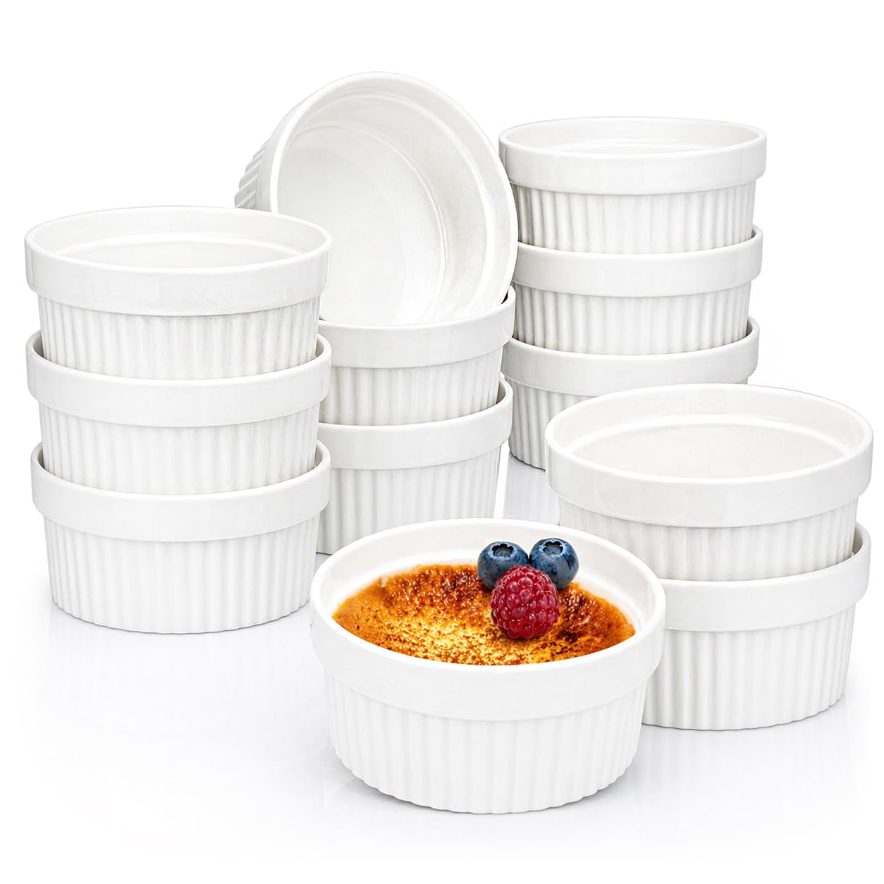 12 Stück Souffléförmchen, Weiss - 12 Stück Ø 11cm