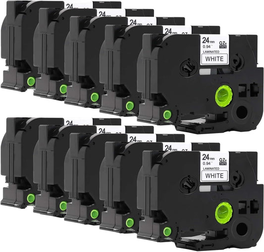 10er Set Beschriftungsband für Brother Beschriftungsgeräte, 24mm 10 pack