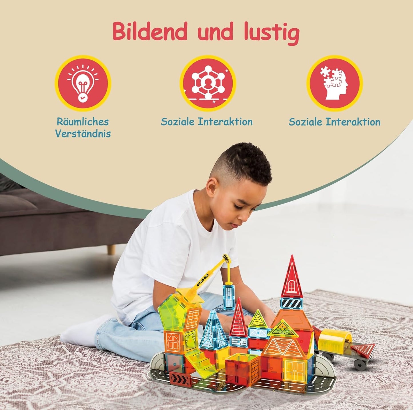 Magnetische Bausteine für Kinder (42 Teile), Baumeister