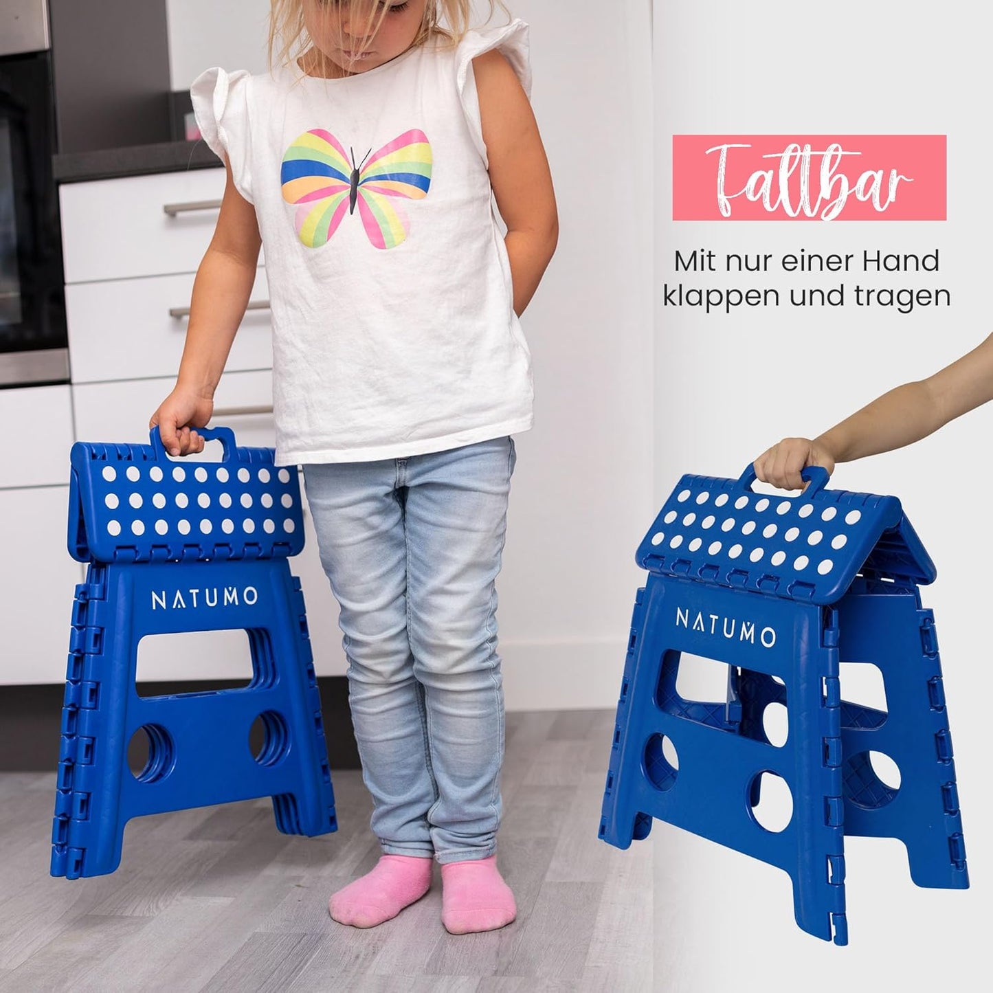 Klappbarer Tritthocker, rutschfest, Royalblau