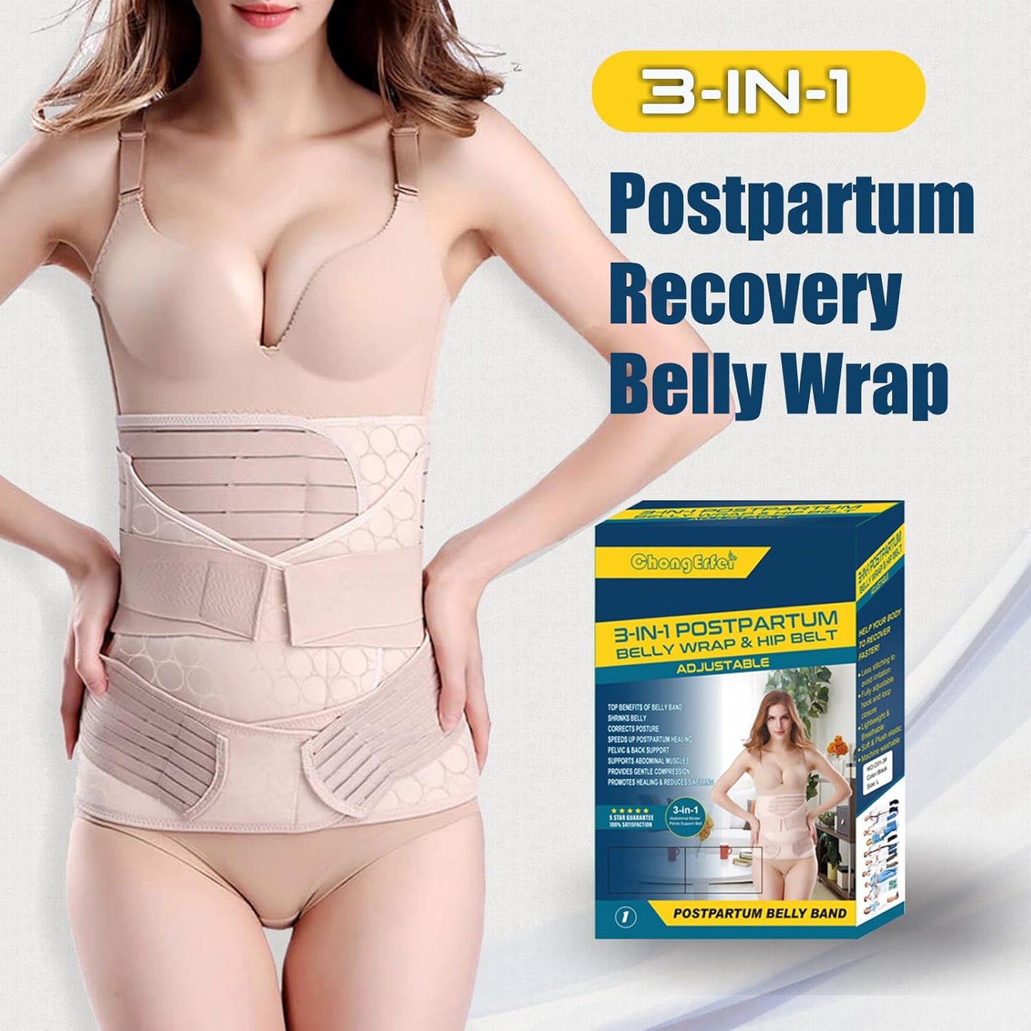 3-in-1 Postpartale Bauchstütze, Einheitsgröße (Pack of 1) Beige