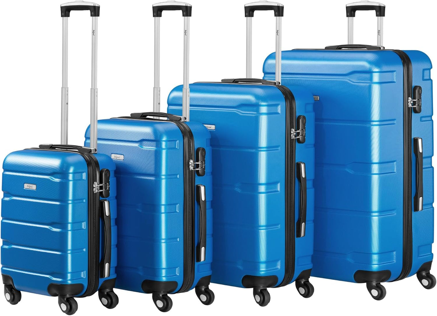 Hartschalenkoffer-Set mit Zahlenschloss (4-teilig), Blau 4-teilig