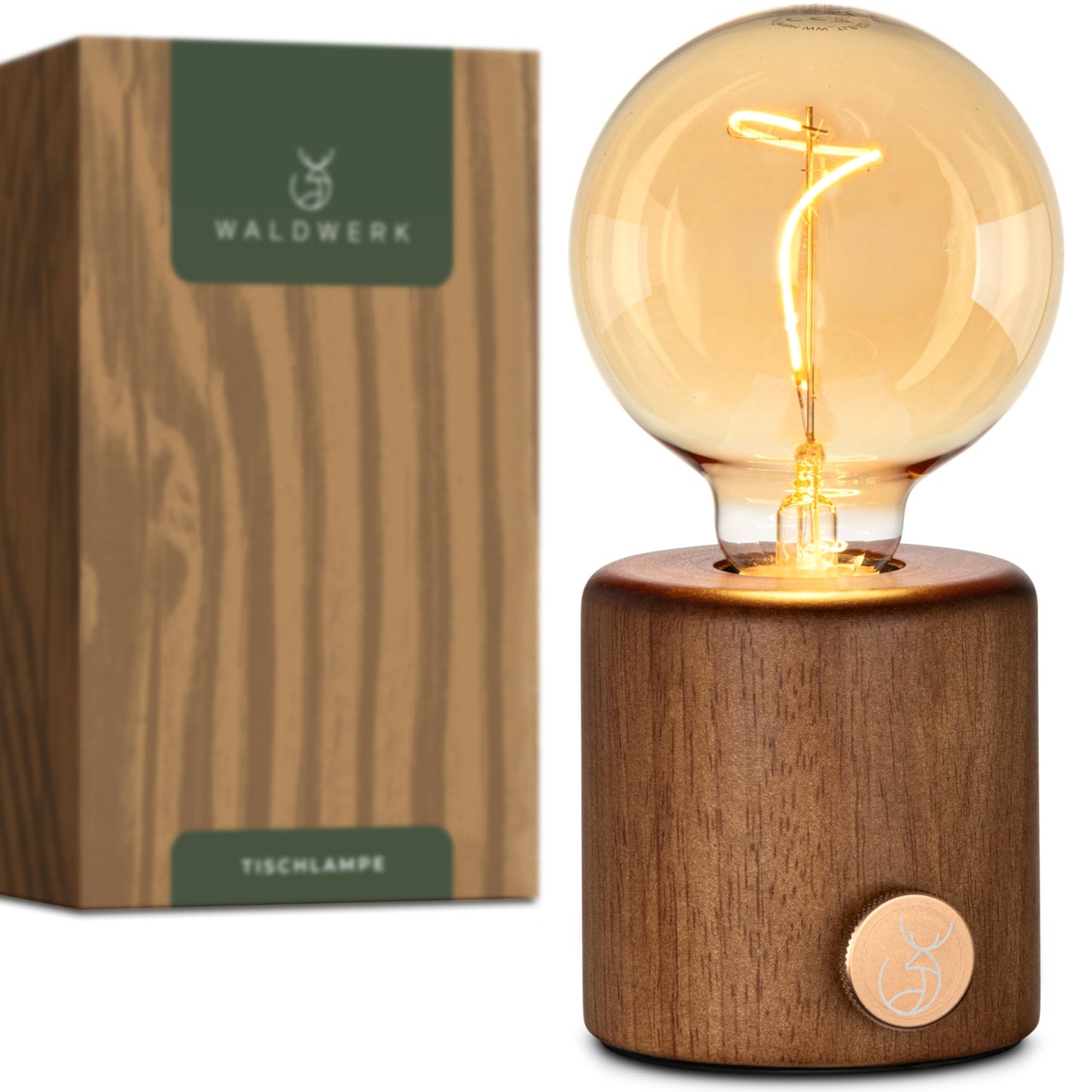 Dimmbare Nachttischlampe, Holz