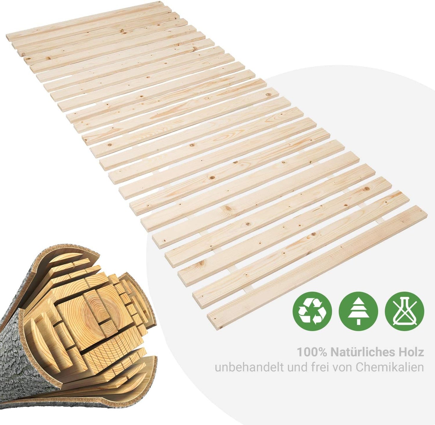 Rolllattenrost, 90x200 cm, PREMIUM (23 Latten) 90 x 200 cm