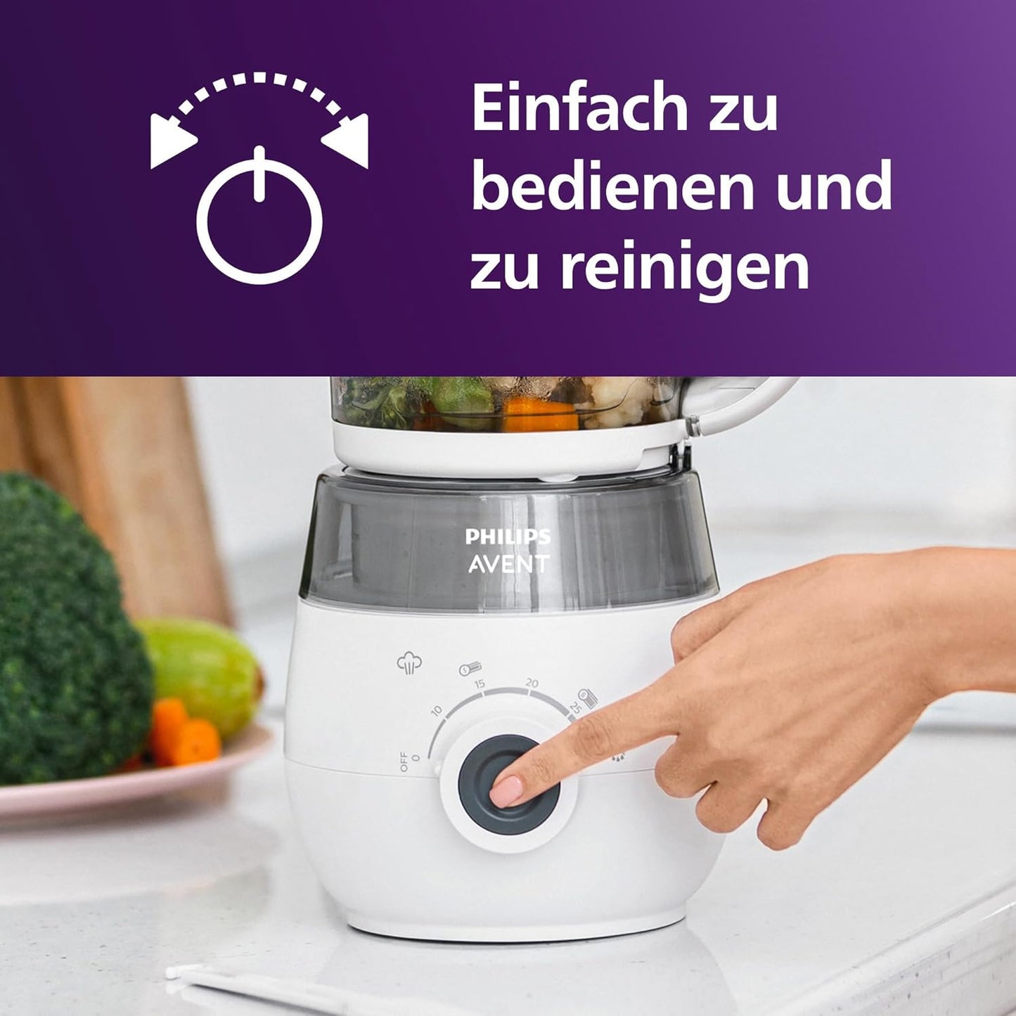 4-in-1-Babynahrungszubereiter SCF883/20 mit Dampfgarer & Mixer, Mit Zubehör