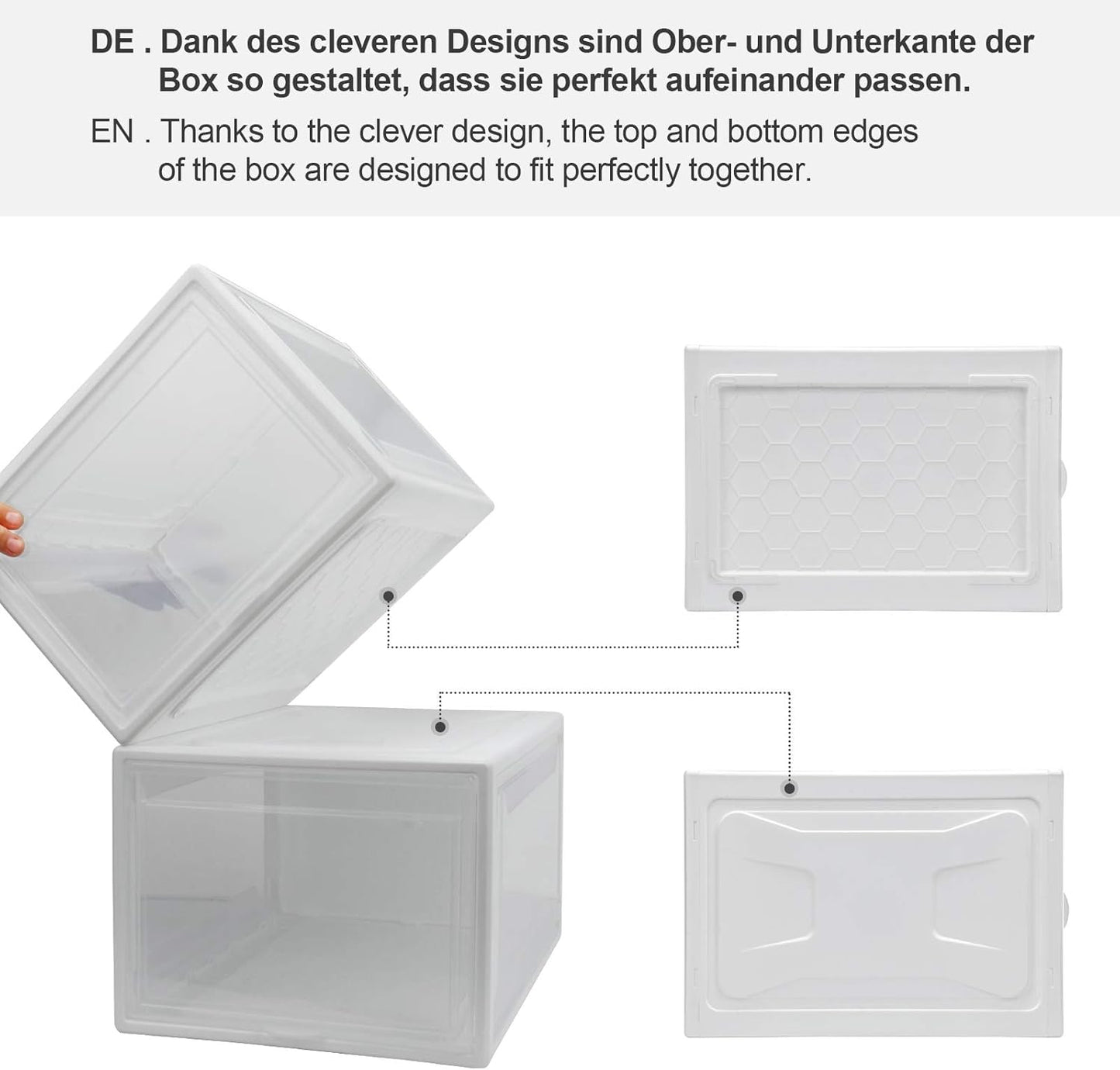 Stapelbare Schuhboxen-Set (3er Pack), 37 x 26 x 16 cm