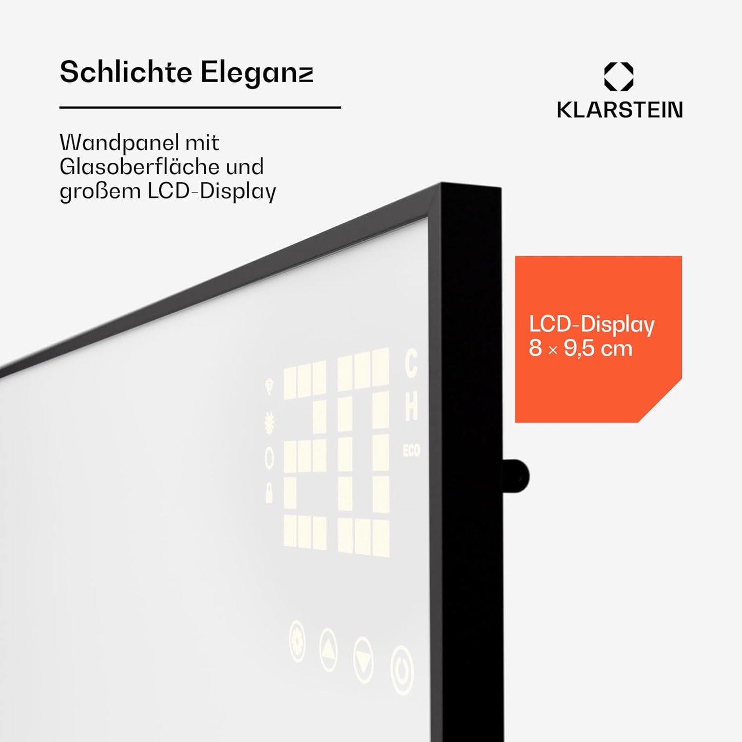 Infrarotheizung mit Thermostat & App-Steuerung, 770 W Weiss / Schwarz Horizontal