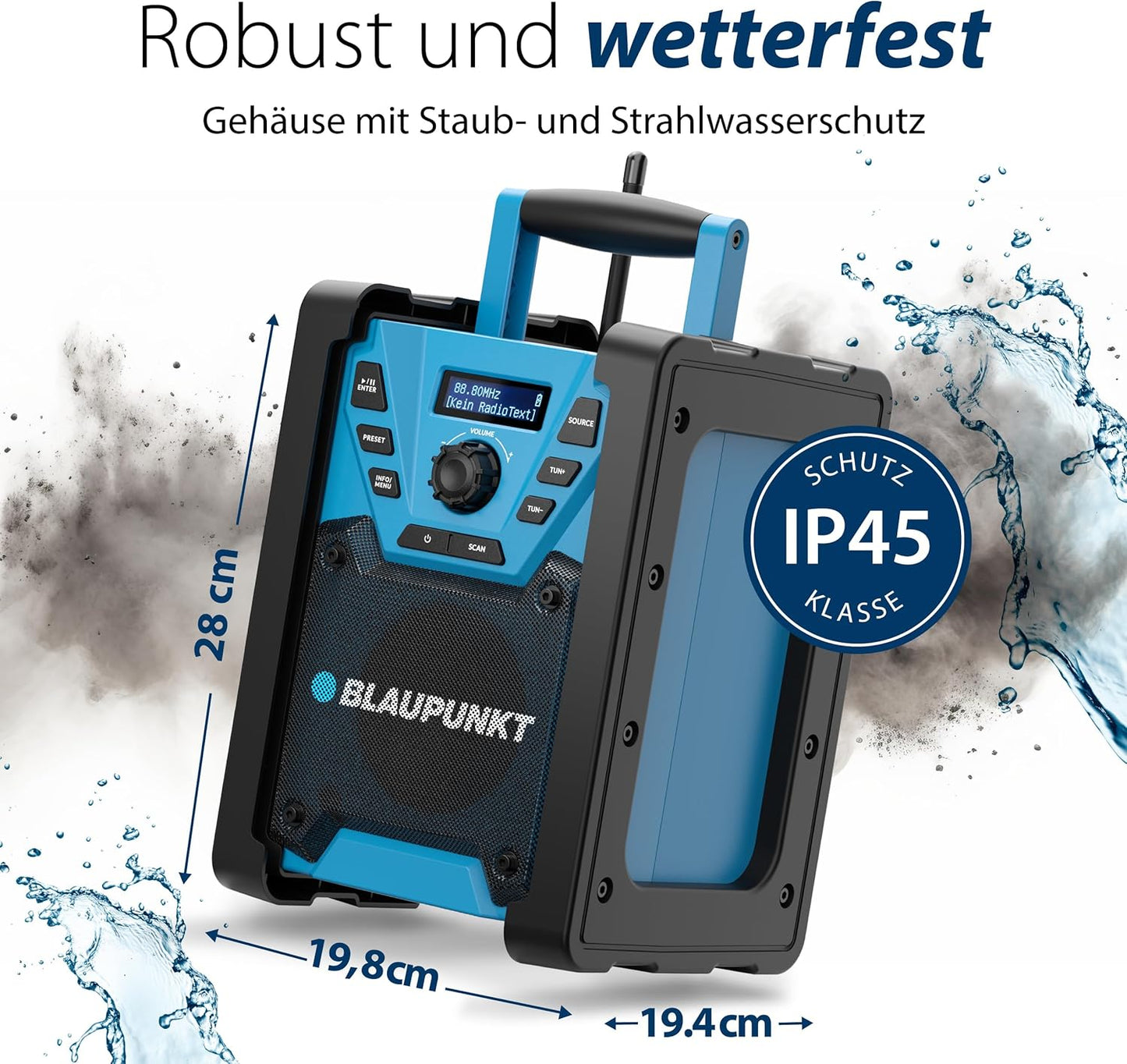Robustes Baustellenradio mit Bluetooth 5.3 und DAB+, BSR 300