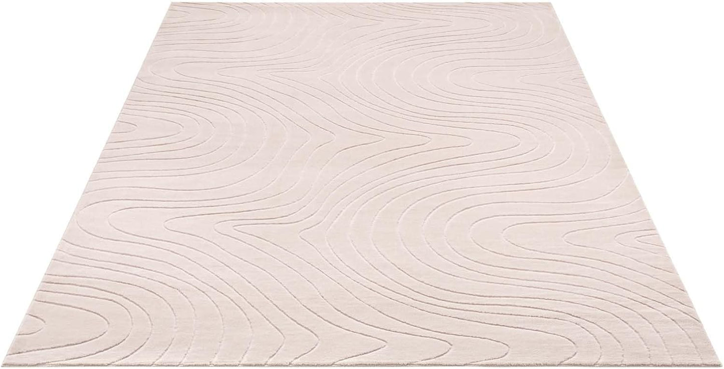 Rutschfeste Badematte, waschbar, Beige Abstrakte Wellen 120 x 170 cm (Rechteckig)