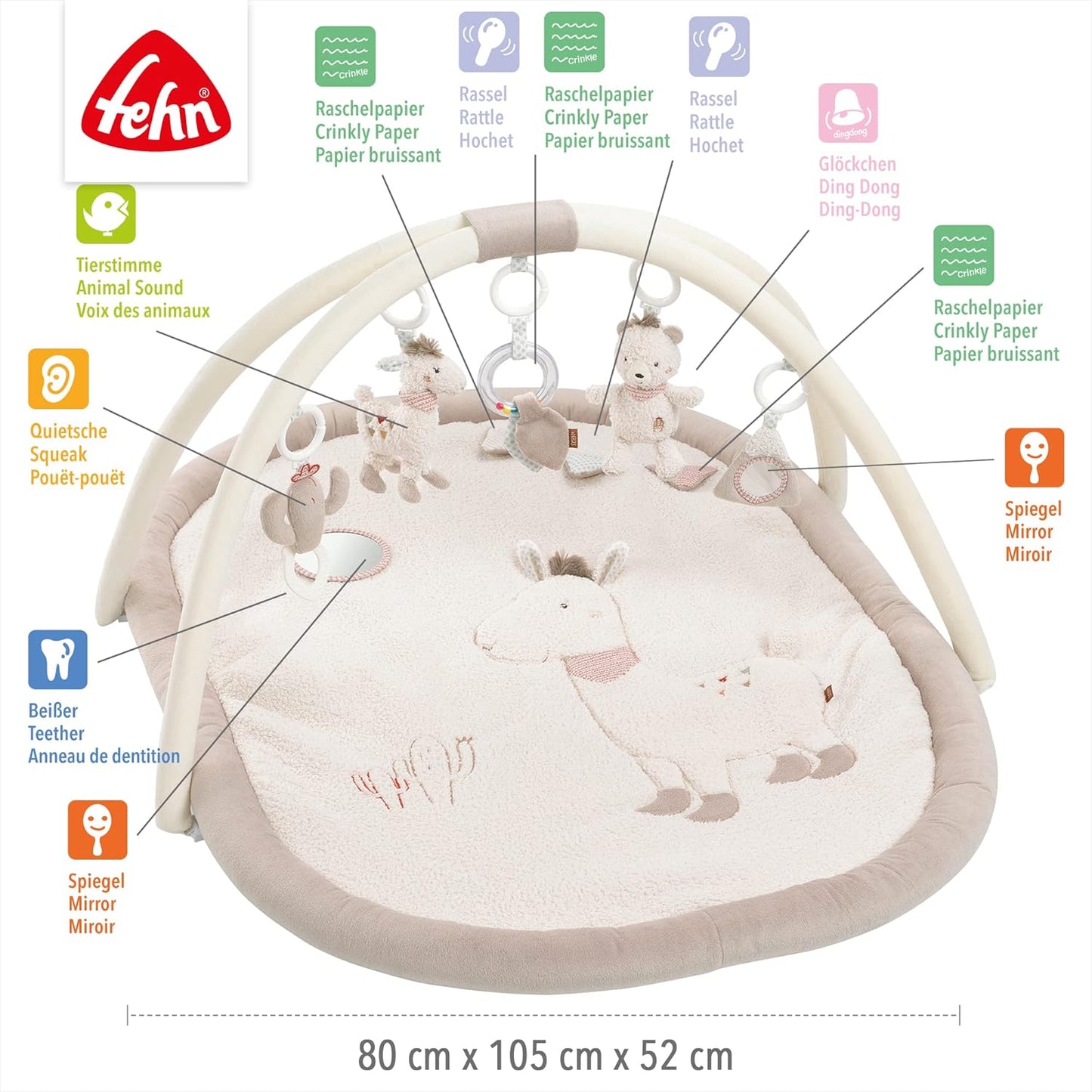 3-D-Activity-Krabbeldecke Lama Peru mit Spielbogen und Spielzeug, Peru