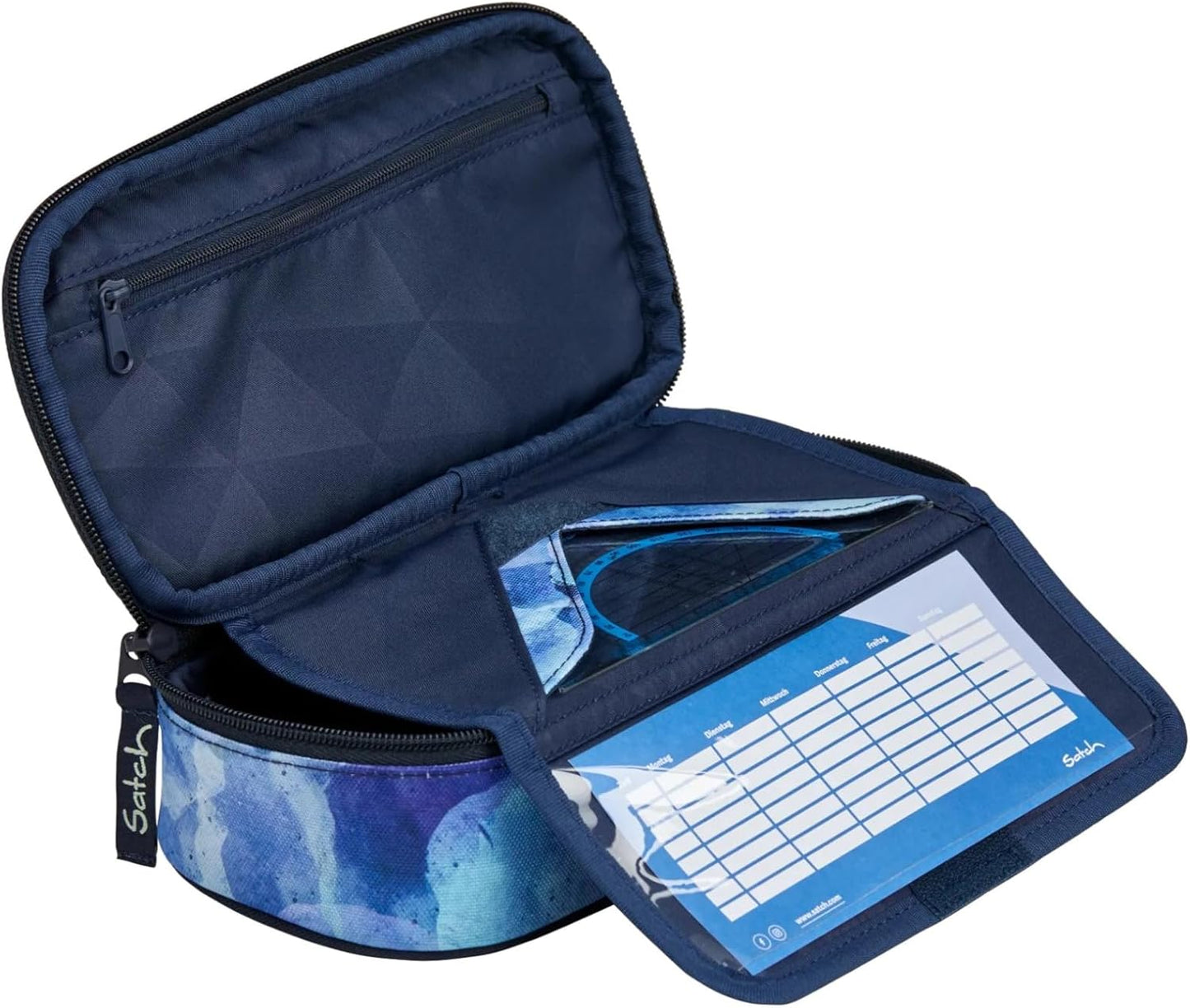 Schlamperbox mit Trenn- und Reissverschlussfach, Blurry Sky - Dunkelblau