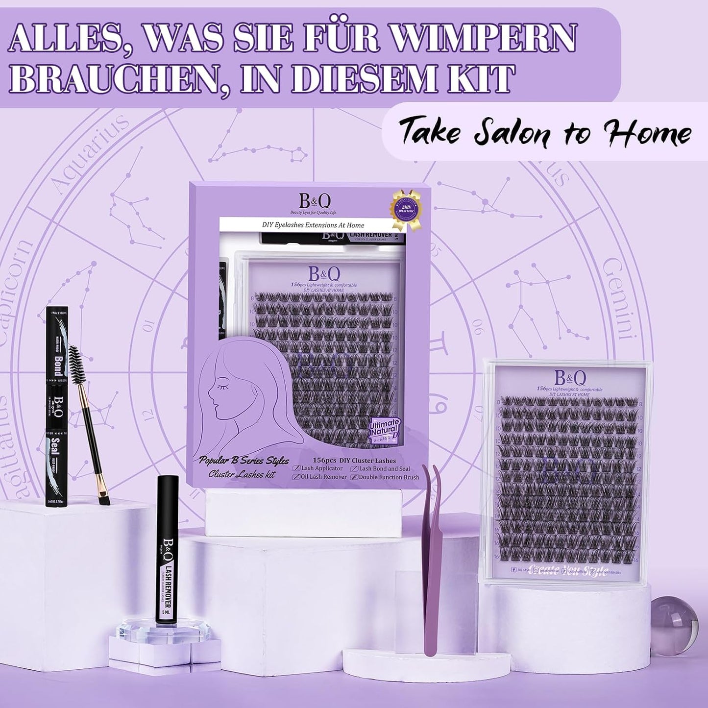 Lash Extension Set mit Kleber und Applikatoren
