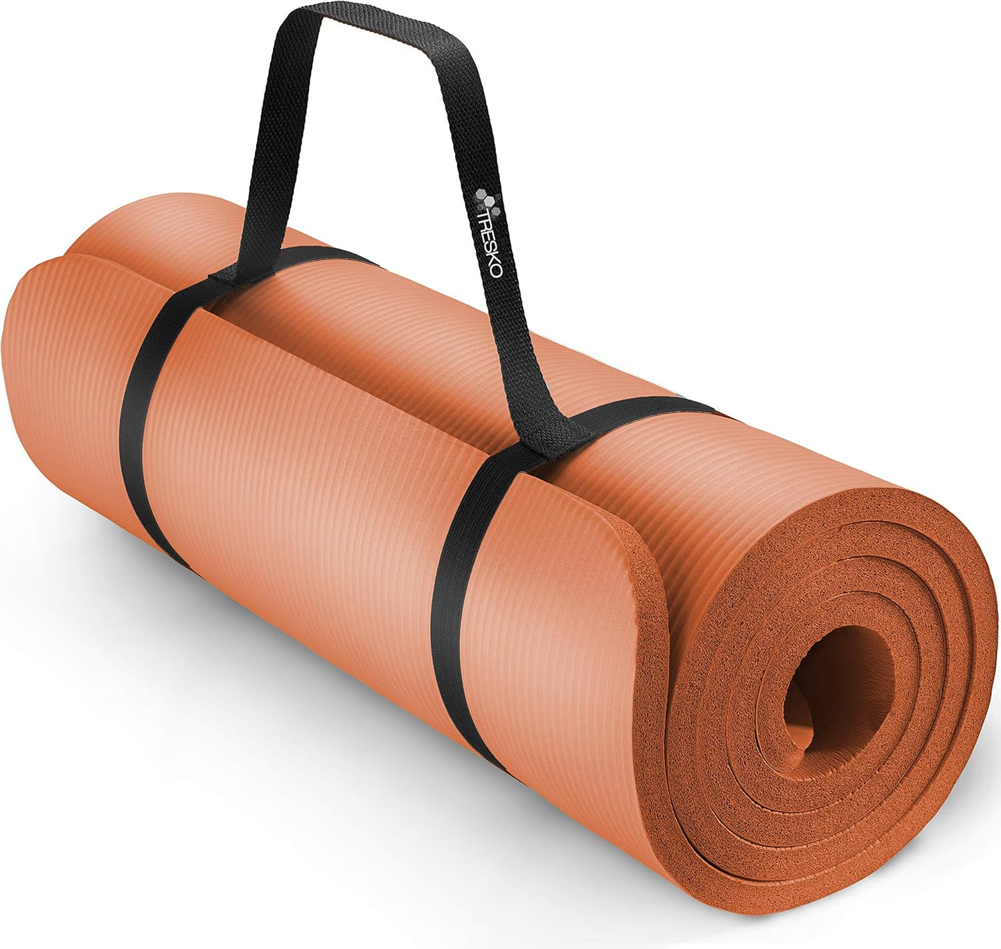 Yogamatte rutschfest, Phthalatfrei, inkl. Tragegurt, Orange 185 x 60 x 1,5 cm